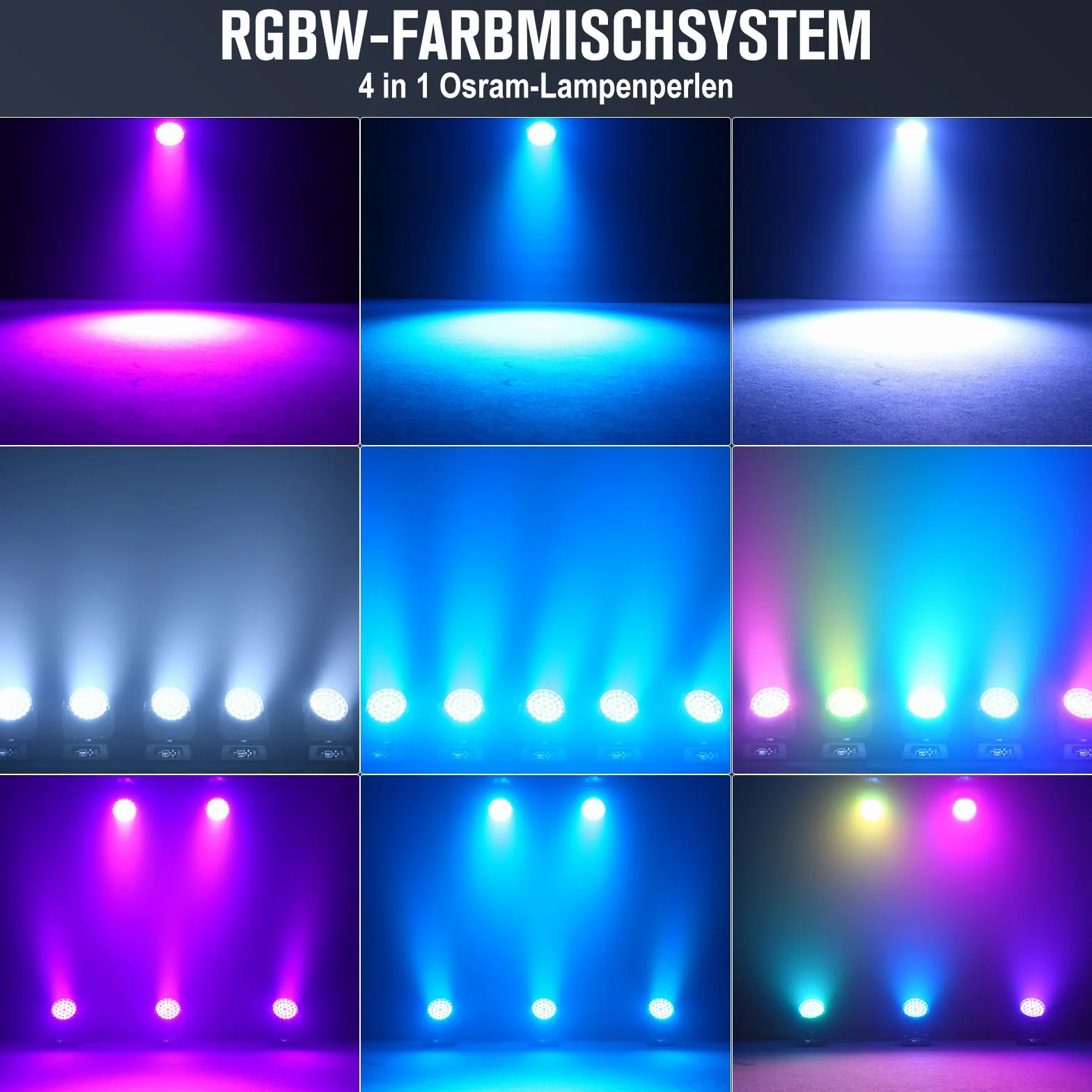 2PCS 36X10W Cabeza Movil LED DMX512 Zoom Beam Wash Efecto Luces RGBW 4 en 1 Iluminación de escenario para Navidad Fiestas DJ profesional Conciertosventos