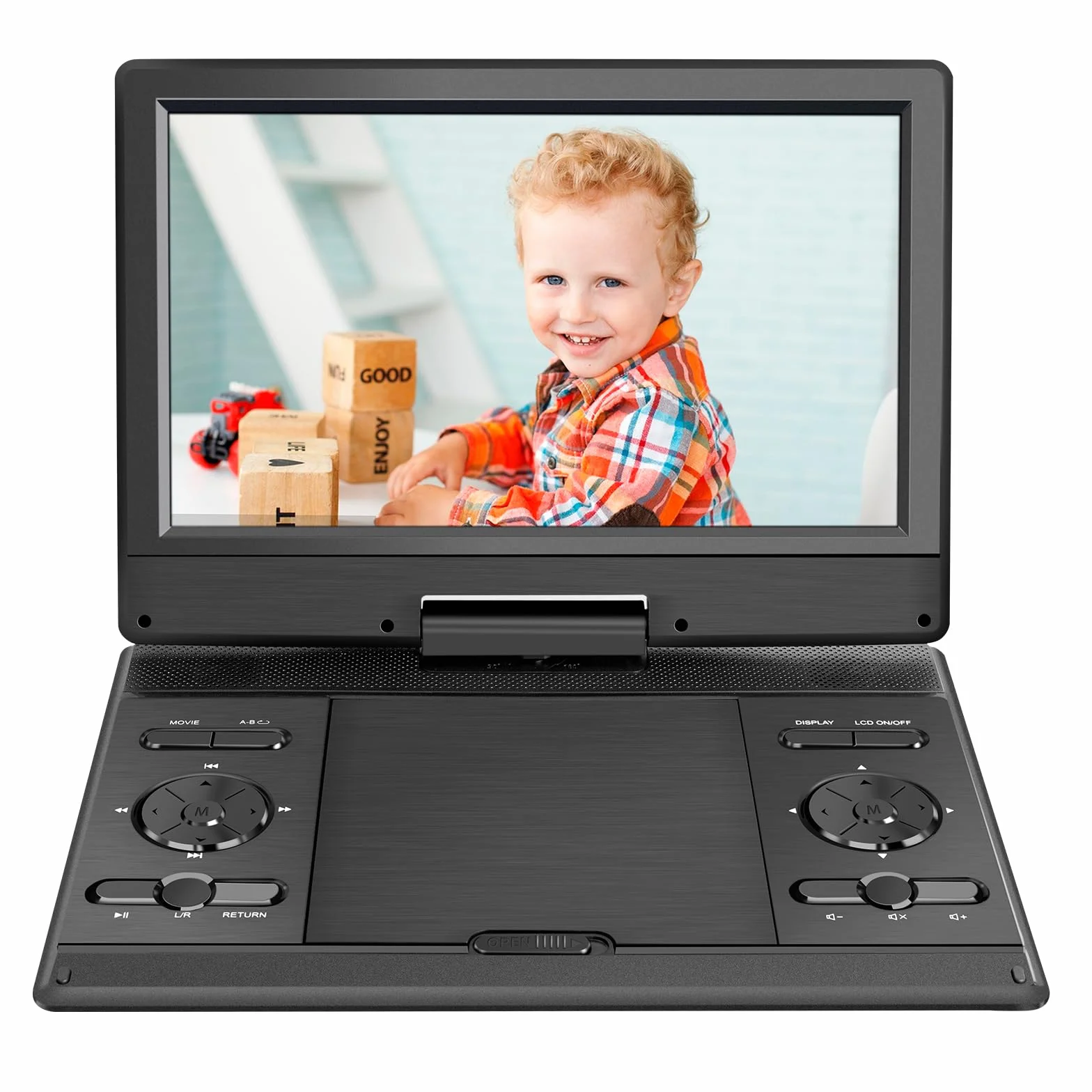 Reproductor de DVD portátil YOOHOO con pantalla HD, batería recargable, soporte USB/SD/AV, sincronización TV/proyector