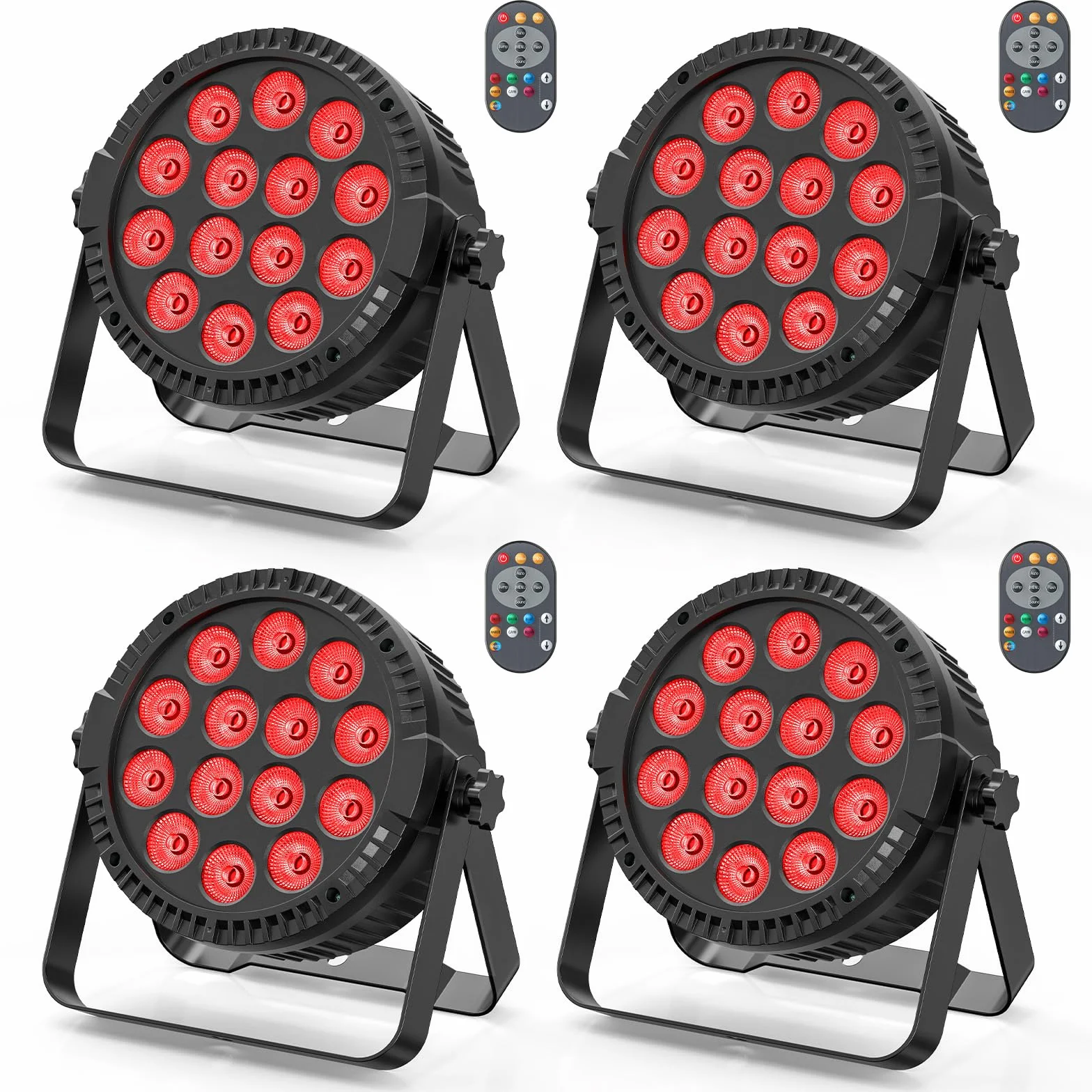 4 Unidades de 14 x 6 W LED PAR Luz, 4 en 1 RGBW Disco Fiesta Etapa Luces con Control Remoto 4/8 CH Master-Slave Autopropulsado por Spotlight Adecuado para Festivales Club DJ Escena Boda