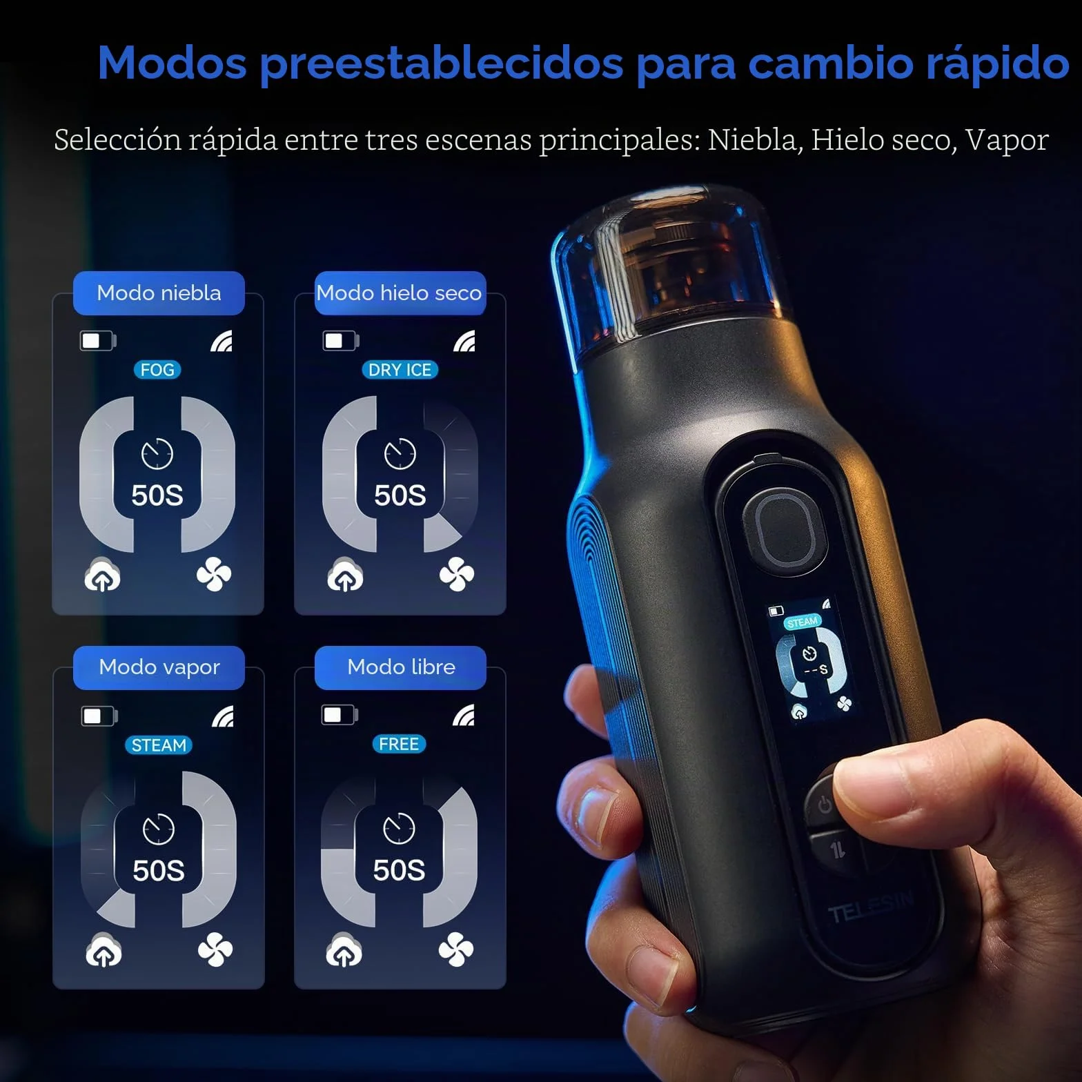TELESIN° C40 Máquina de Humo Portátil, Máquina de Humo Pequeña de 40W, Mini Máquina de Humo con Control Remoto para Fotografía, Eventos al Aire Libre, Fiestas, Efectos de Escenario, Halloween, Bodas
