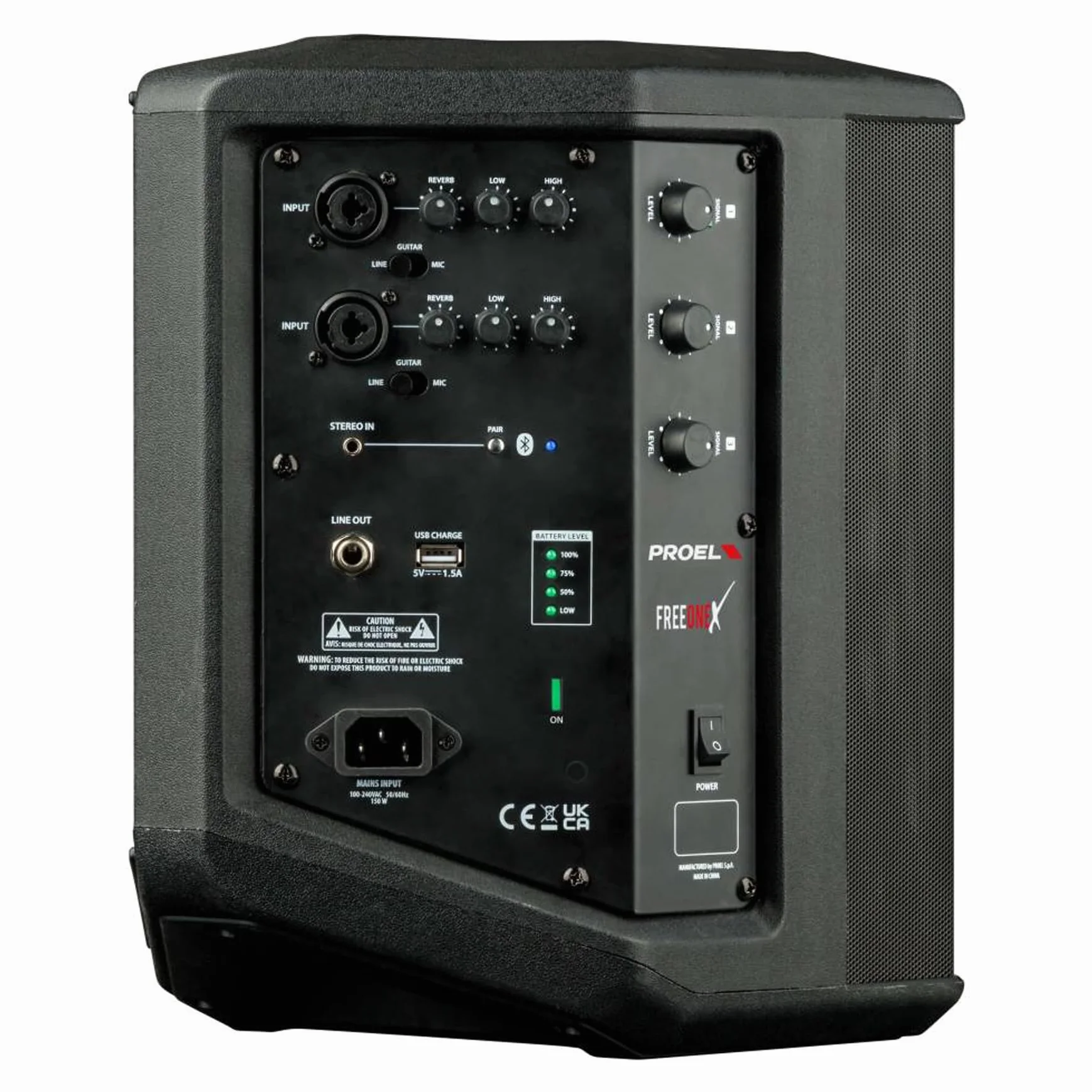 PROEL Freeonex - Sistema de audio portátil con batería todo en uno con módulo Bluetooth y pico de potencia de 200 W, color negro