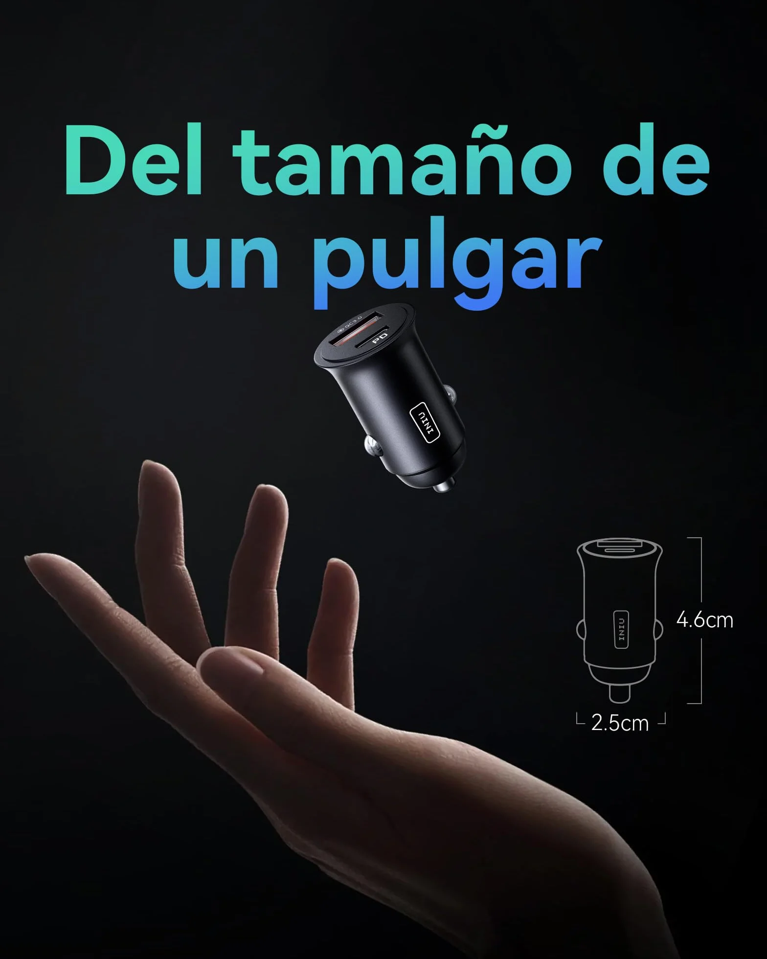 INIU Cargador Coche Carga Rápida 60W, 12V USB-C para iPhone 17 16 15 Pro MAX, Samsung S25, Xiaomi