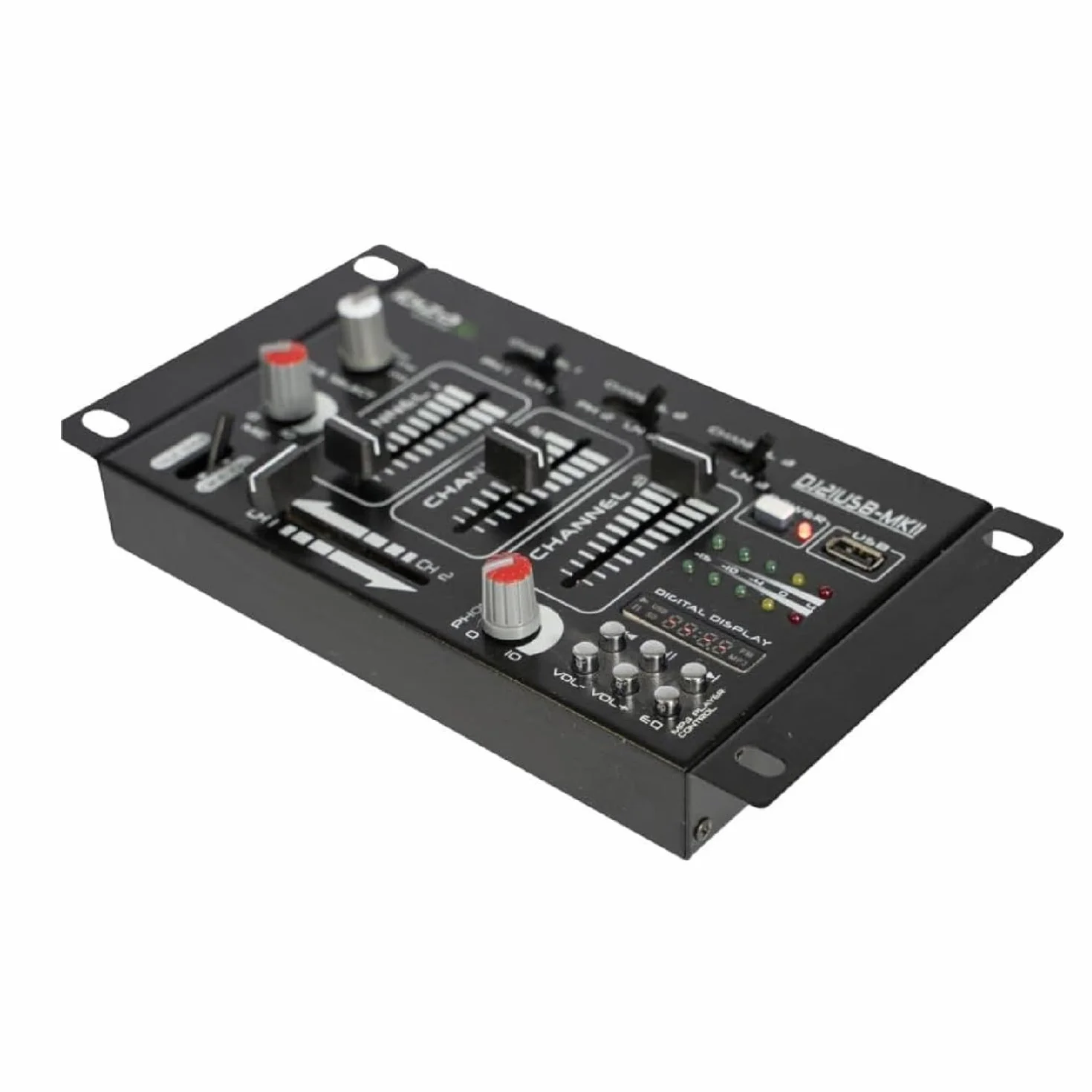 Ibiza - DJ21USB-MKII - Mezclador de 4 vías/7 canales con varias entradas - USB - Negro