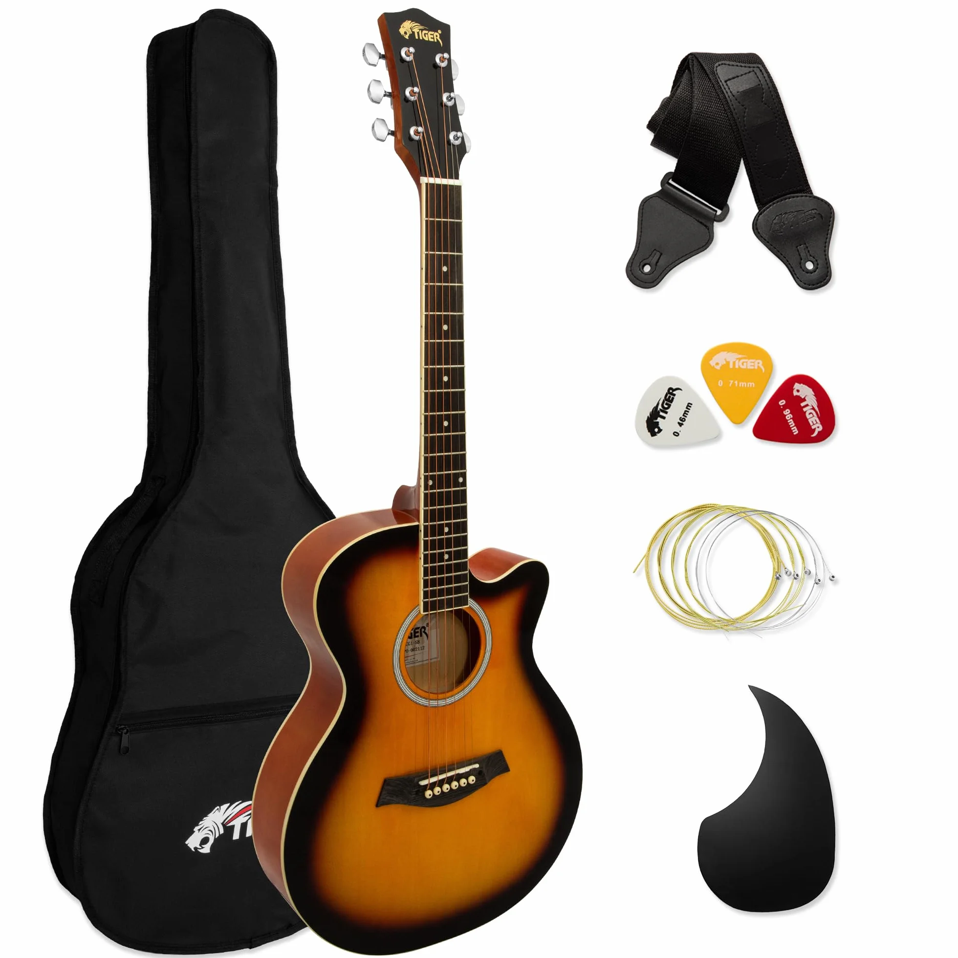 Tiger - Guitarra acústica para principiantes (tamaño pequeño)