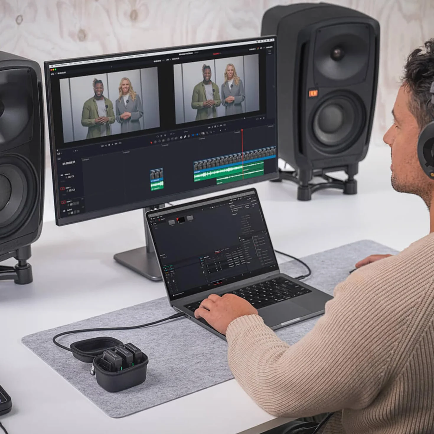 RØDE Wireless PRO Sistema de micrófono inalámbrico compacto con timecode, grabación interna 32 bits flotante, 2 micrófonos lavalier y estuche de carga inteligente para vídeo y contenido