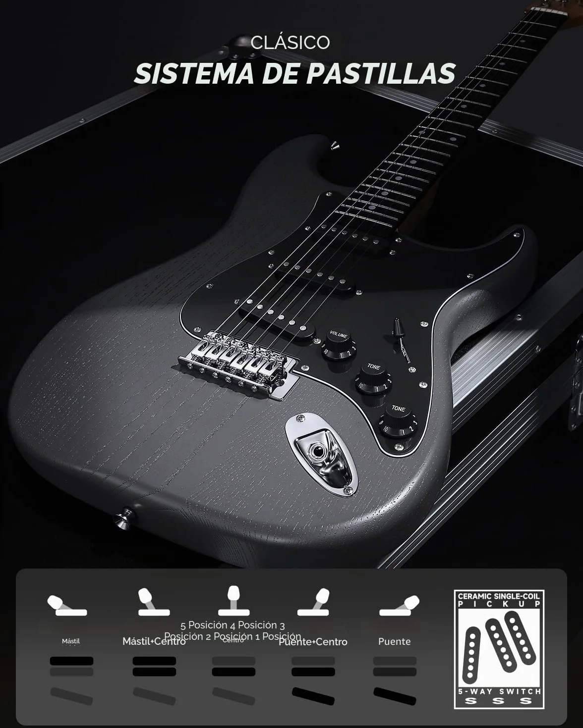 DONNER DST-80 Guitarra Eléctrica Kit para Principiantes de 39” con Amplificador, Pastilla Clásica SSS, Incluye Funda, Afinador, Capodastro, Correa, Púas y Lecciones en Línea Gratuitas
