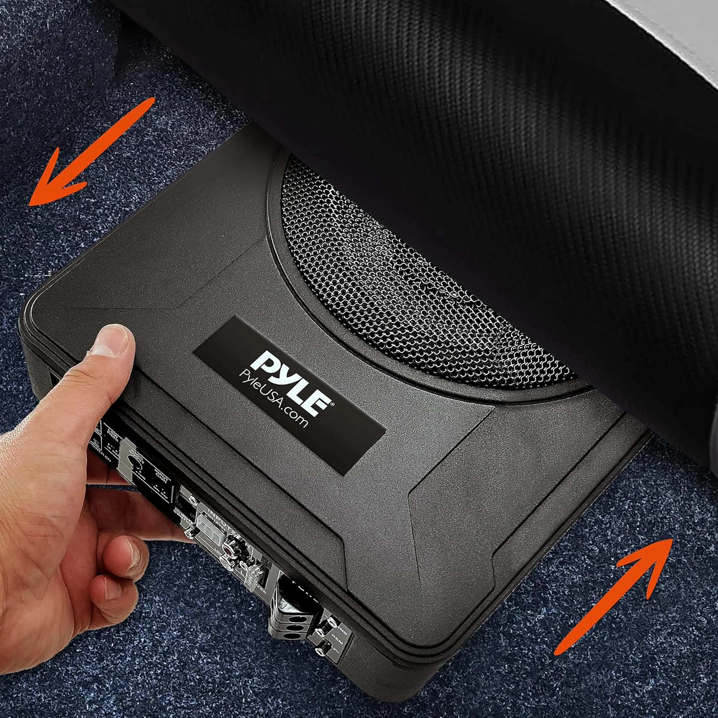 Pyle Sistema de subwoofer Amplificado de Perfil, Audio para Coche, Bajo de 8”, Activo, Cerrado, Compacto, 600V, Amplificador Incorporado