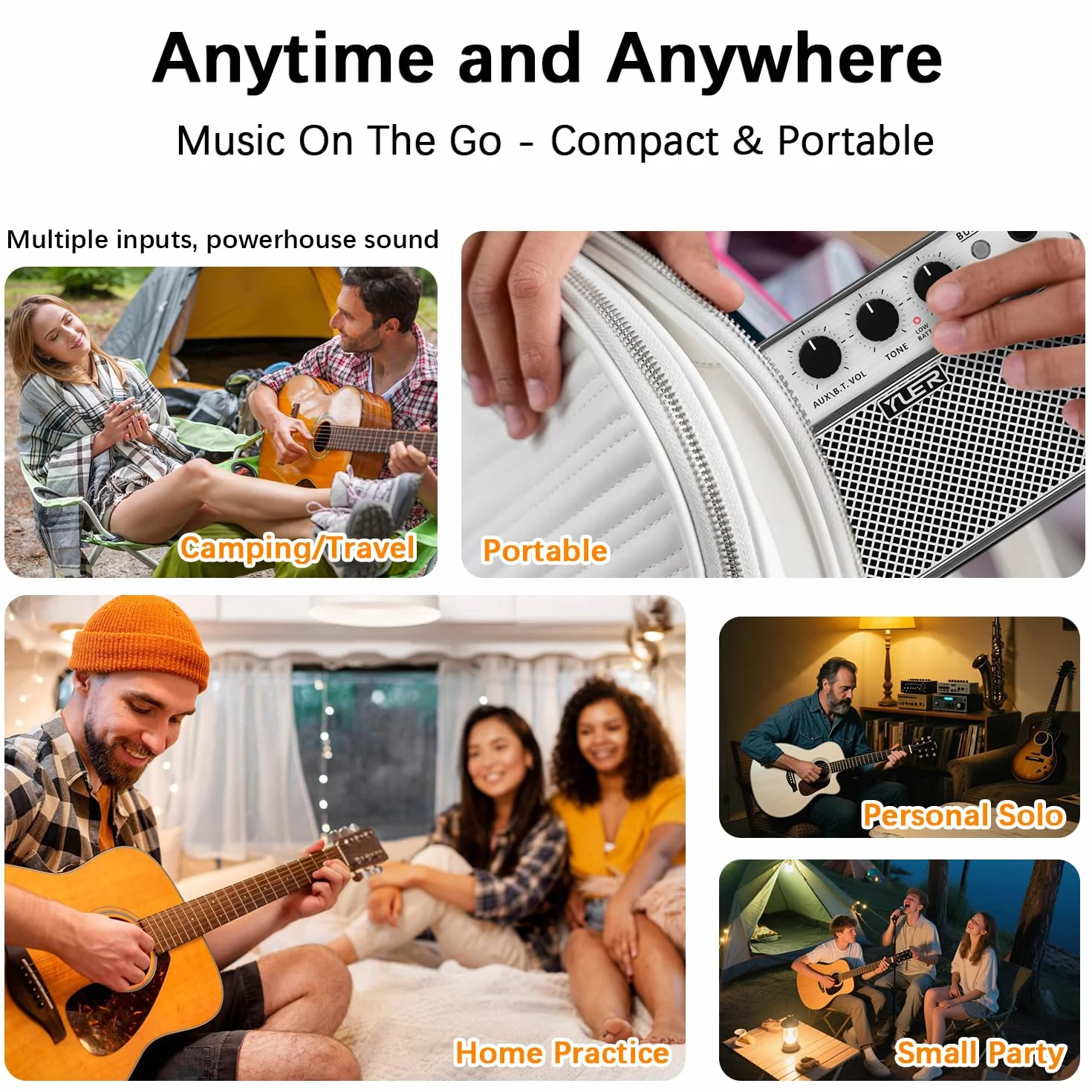 Yuer BA-10Pro - Amplificador de guitarra acústica de 10 W, amplificador portátil de voz y guitarra con retardo digital/efecto reverberación, conector para auriculares/OTG para grabación, práctica