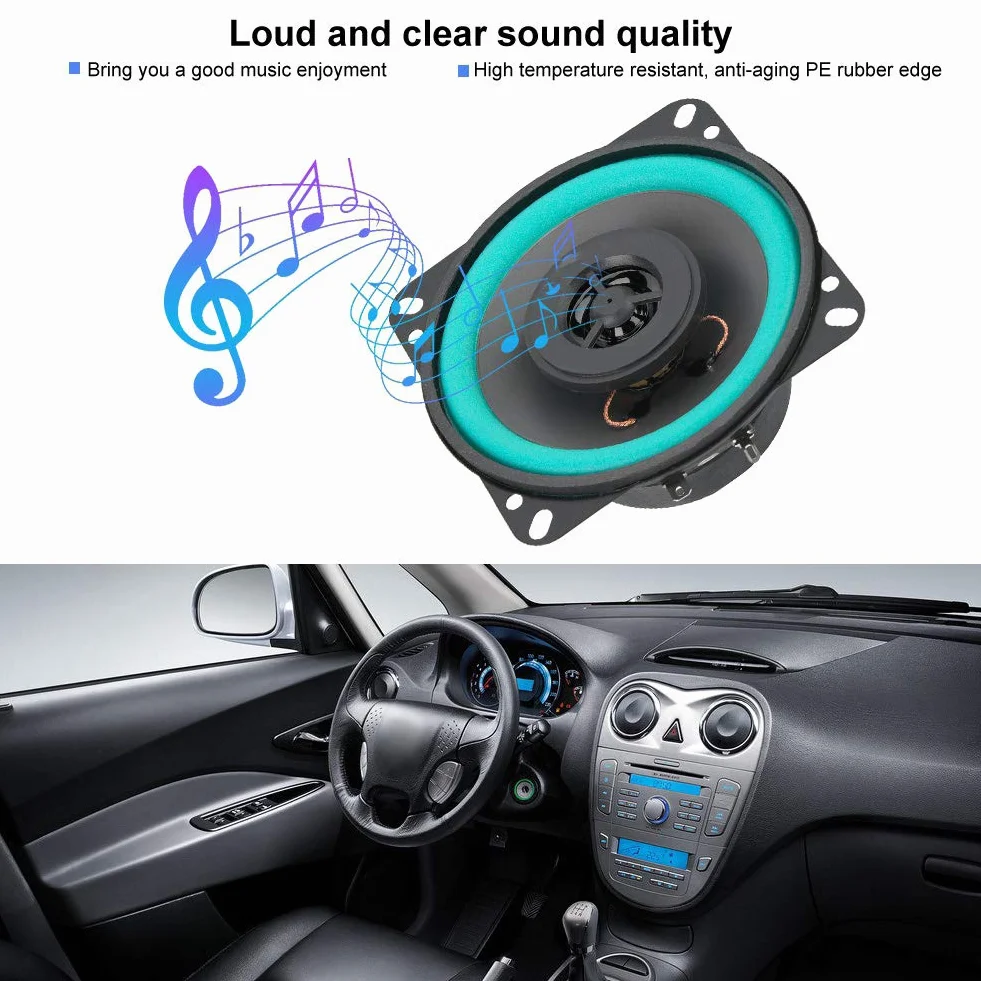 AMONIDA Altavoz de Bocina de Coche de 4 Pulgadas, 100 W, Gran Potencia, Audio para Puerta de Vehículo, Agudos