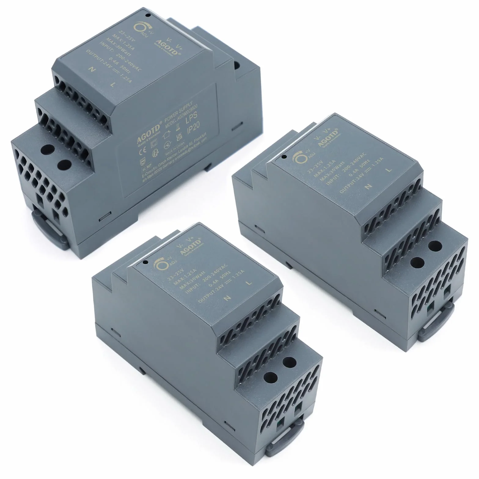 Fuente de alimentación para riel DIN 30W 24V 1.25A Transformador de 24V para sistemas de montaje en riel DIN