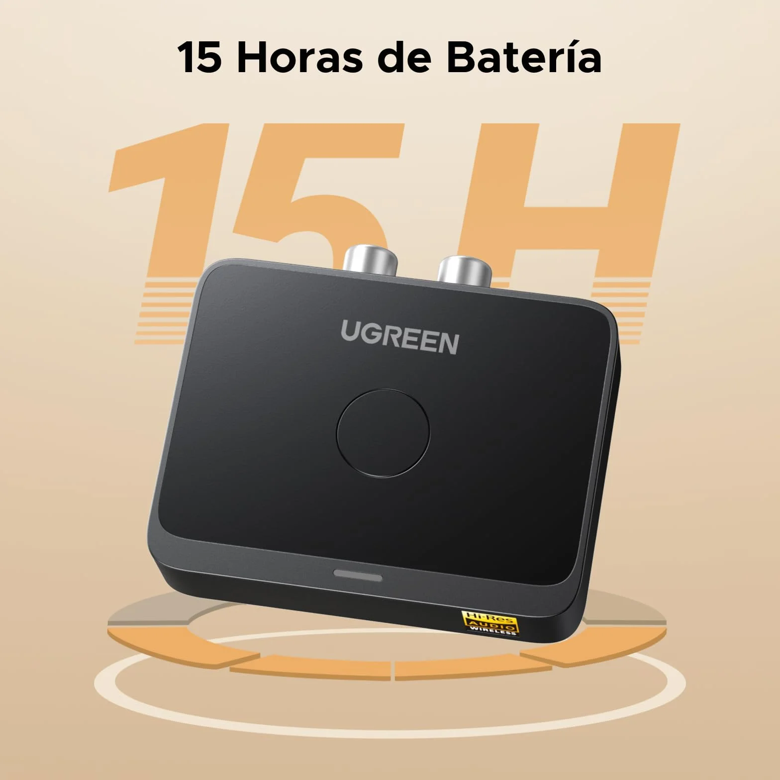 UGREEN Receptor Bluetooth 6.0 LDAC/SBC/AAC Audio USB-C Adaptador 2RCA 3.5 mm HiFi Baja Latencia Inalámbrico Compatible con Teléfono Tablet Altavoz Amplificador