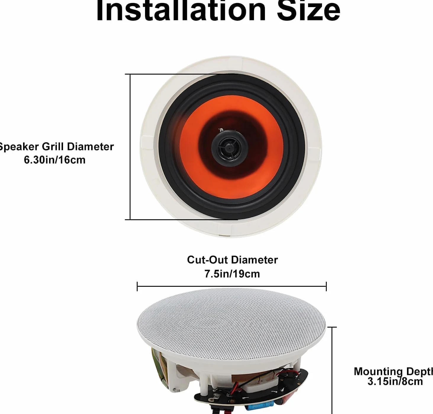 Herdio Altavoz de Techo 6,5 Pulgadas, Sistema de Altavoces Integrado para Cocina, Dormitorio