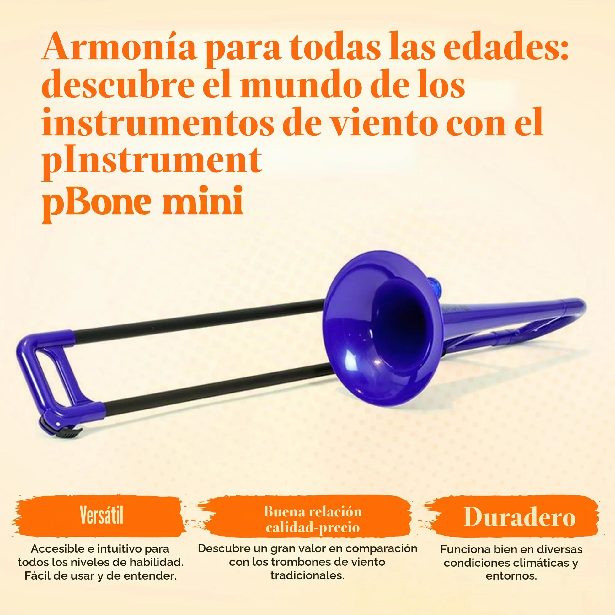 PBone 700639 - Trombón con boquilla y funda, color Azul