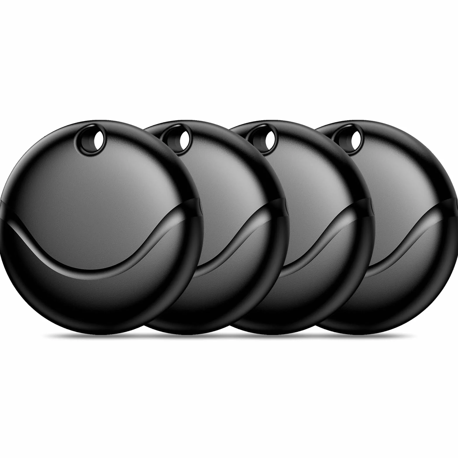 Smart Air Tracker Tag 4 Pack Negro, Buscador de Objetos Bluetooth Funciona con Buscar Apple (sólo iOS), Localizador Bluetooth, Rastreador para Llaves, Cartera, Mochila, Batería Reemplazabl
