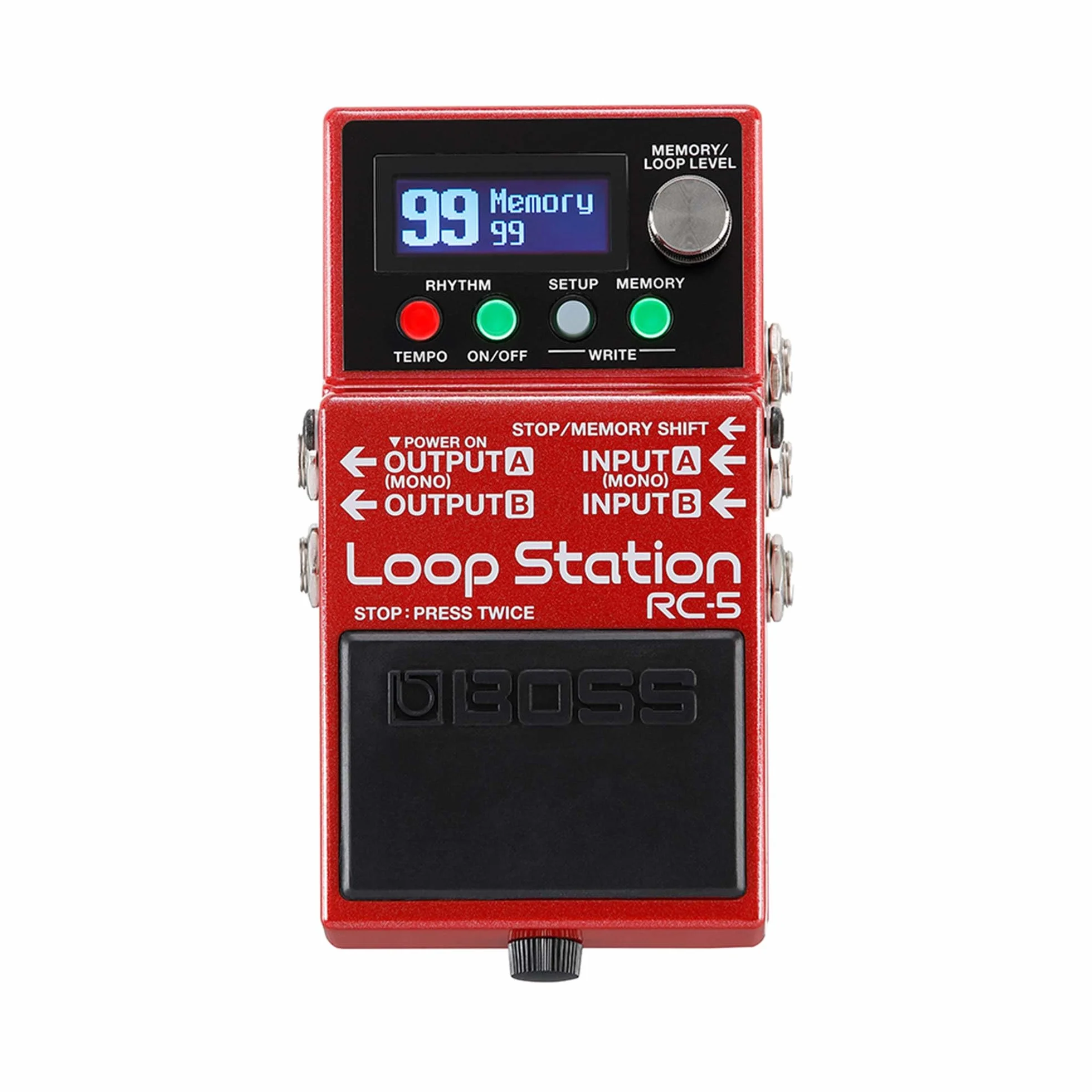 BOSS RC-5 Loop Station — moderne, compacte looper met eersteklas geluidskwaliteit, 99 zinherinneringen, 57 ritmes en optionele MIDI-bediening. Perfect voor gitaar, bas, elektroakoestisch