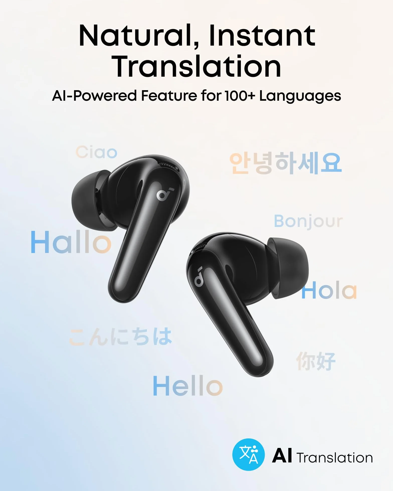 soundcore P31i Auriculares Inalámbricos Bluetooth de Anker, Cancelación de Ruido en Tiempo Real, Auriculares Traductores, Sonido de Alta Resolución LDAC, 50h de Uso, Carga Rápida, Audio Espacial, IP55
