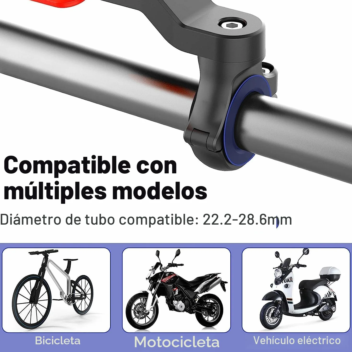 Taomeng Soporte universal para manillar de moto y bicicleta, giratorio 360° para teléfono MTB