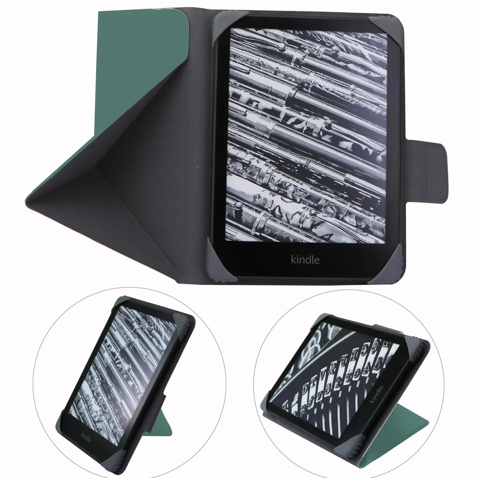Funda Universal para 7'' Kindle Colorsoft Signature Edition 2024, 7'' Paperwhite 2024, 6.8'' Paperwhite 2021 - Cuero PU Cubierta de Folio Verde