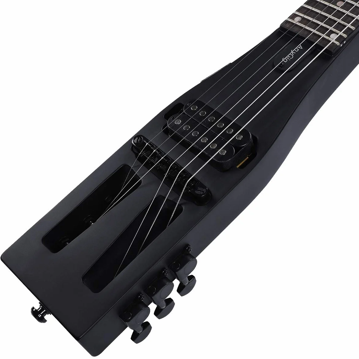Guitarra eléctrica práctica portátil de viaje, 82 cm, 1,6 kg, escala completa de 64,8 cm, con bolsa de transporte, zurdo, negro mate