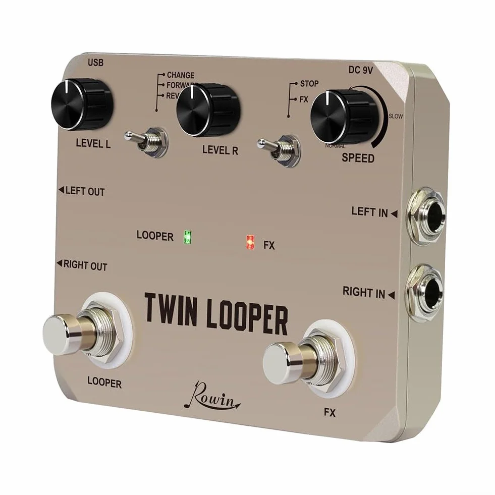 Pedal de guitarra eléctrica Loop Station Rowin Looper con 11 opciones de reproducción y bucle de 10 minutos para una creatividad sin fin
