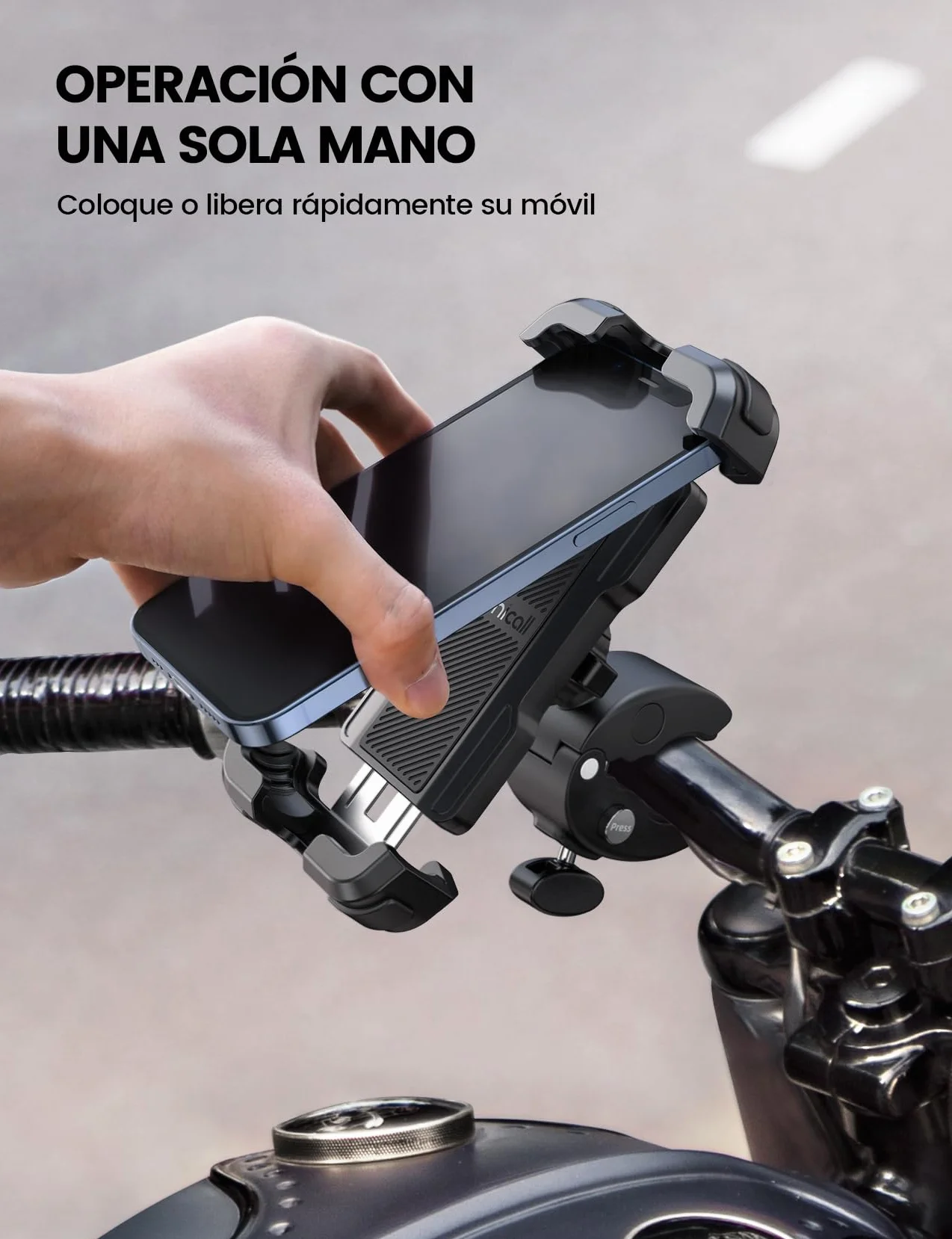 Lamicall Soporte Móvil Bicicleta Moto 360° Rotación Liberación con un Botón para iPhone 17 16 15 14 13 Pro MAX Plus Mini Samsung Huawei 4.7-6.8 Cala