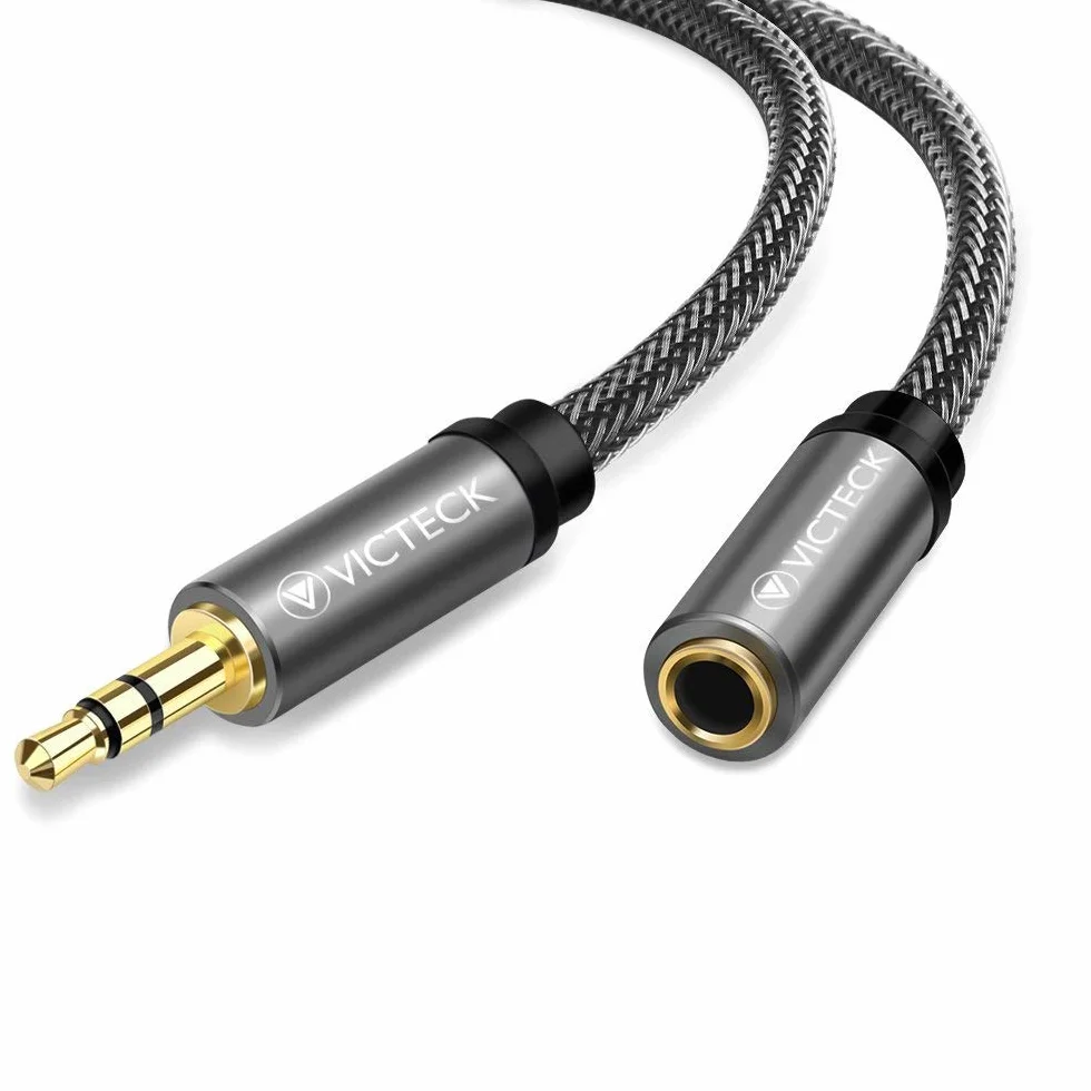 Cable Audio alargador extensión 5M, Nylon Trenzado Jack Audio Estéreo 3,5 mm Macho a Hembra Compatible with Coche Altavoces Auriculares iPhone iPad iPod Samsung MP3 Player (5M)