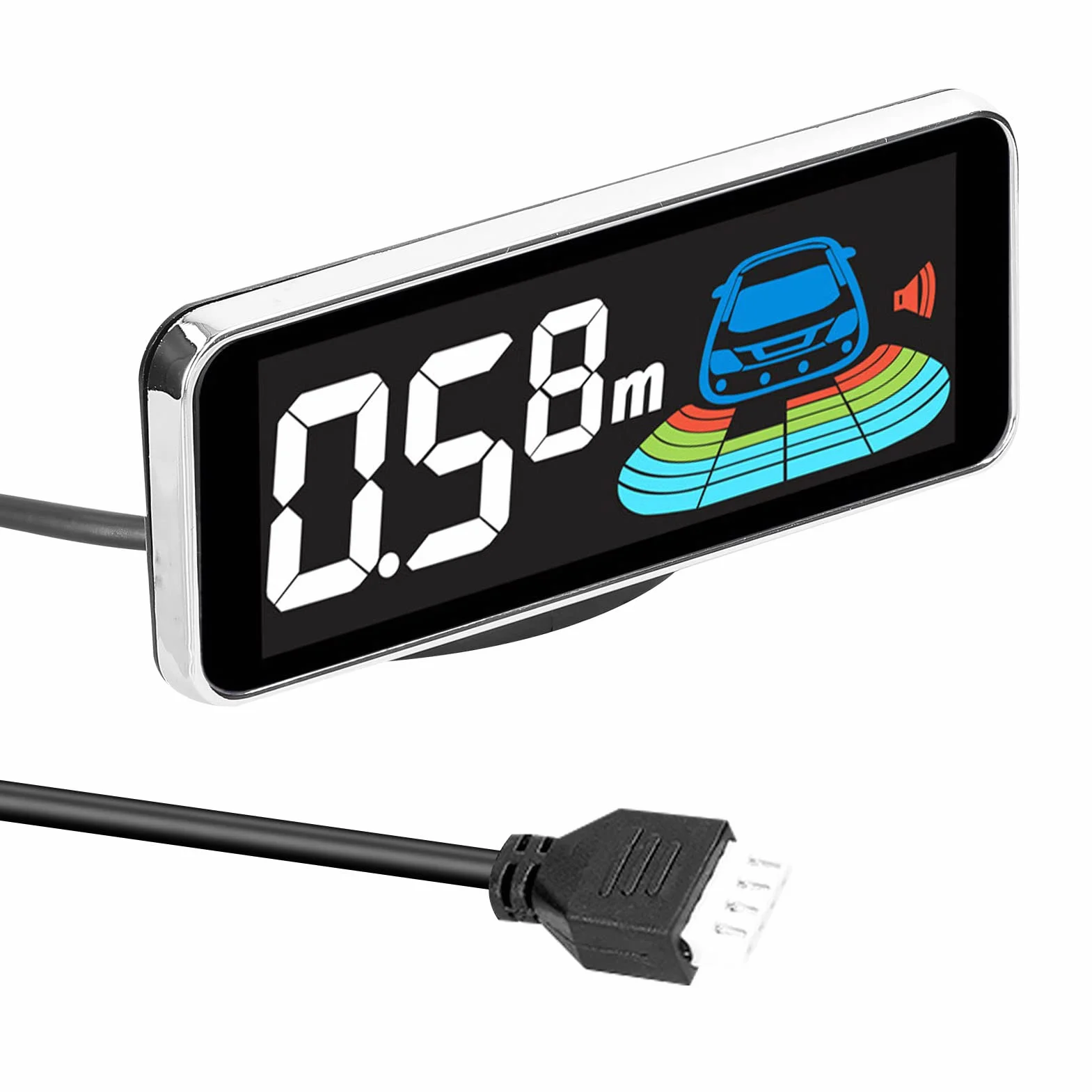 Shkalacar Sensores Aparcamiento Coche, Aparcamiento Coche Kit con 8 Sensores, Sensor Aparcamiento Coche Detección de Distancia, Pantalla LCD de Distancia, Zumbador de Advertencia de Sonido