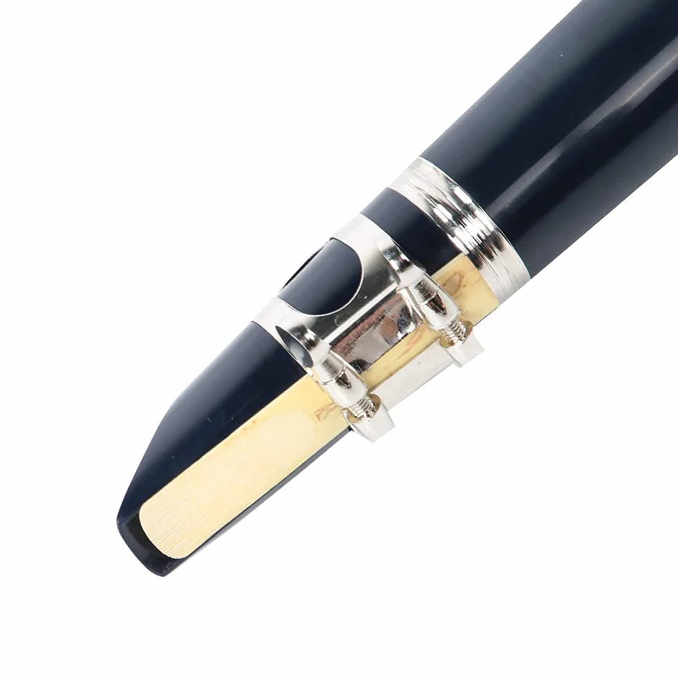 Clarinete de Baquelita de Tono BB de 17 Teclas con Botón de Niquelado Antioxidante Tamaño Compacto Y Extraíble Diseño de Apertura Preciso Adecuado para Estudiantes Principiantes (Azul)