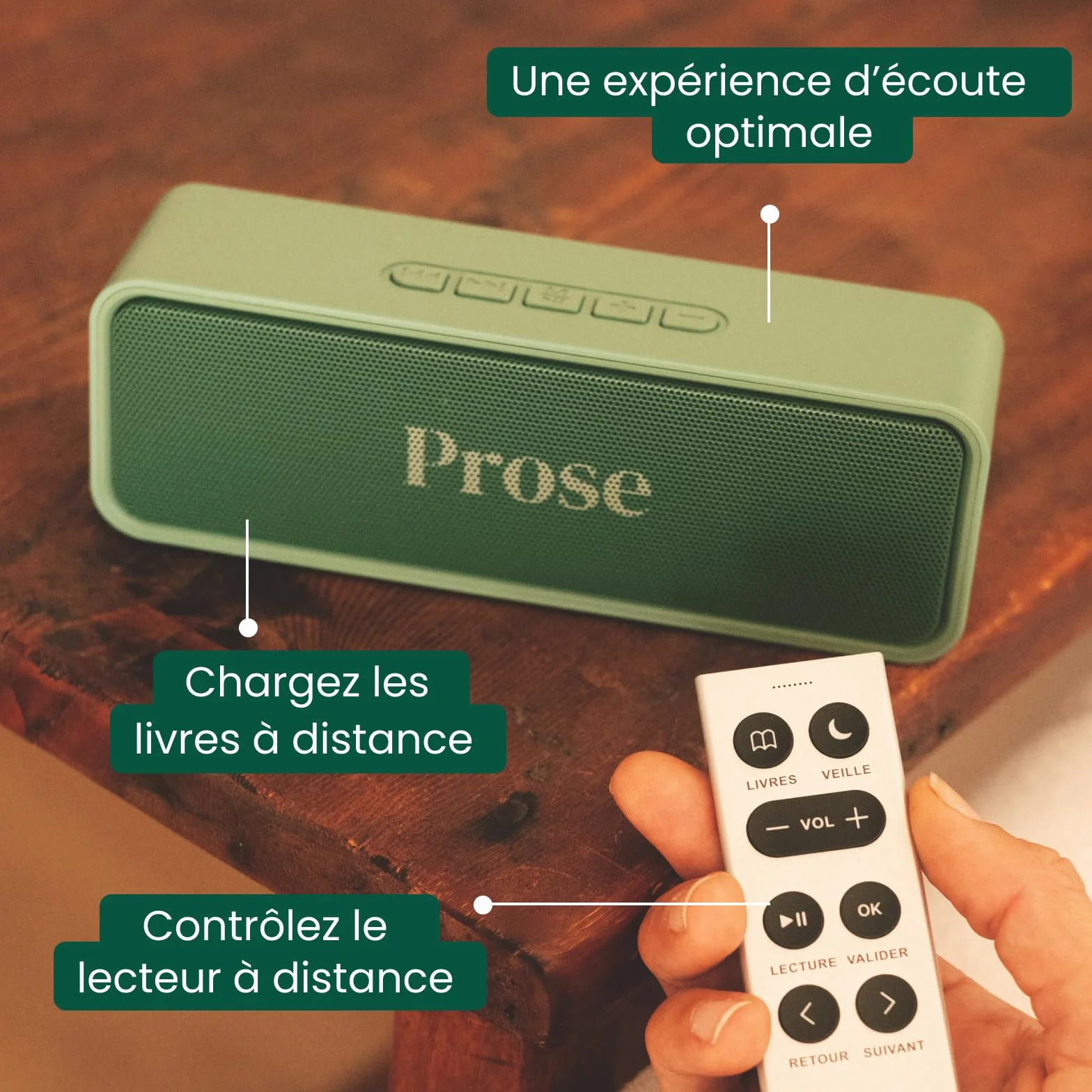 Prose Lector de libros de audio con 1 libro incluido, dispositivo sencillo sin smartphone, idea de regalo