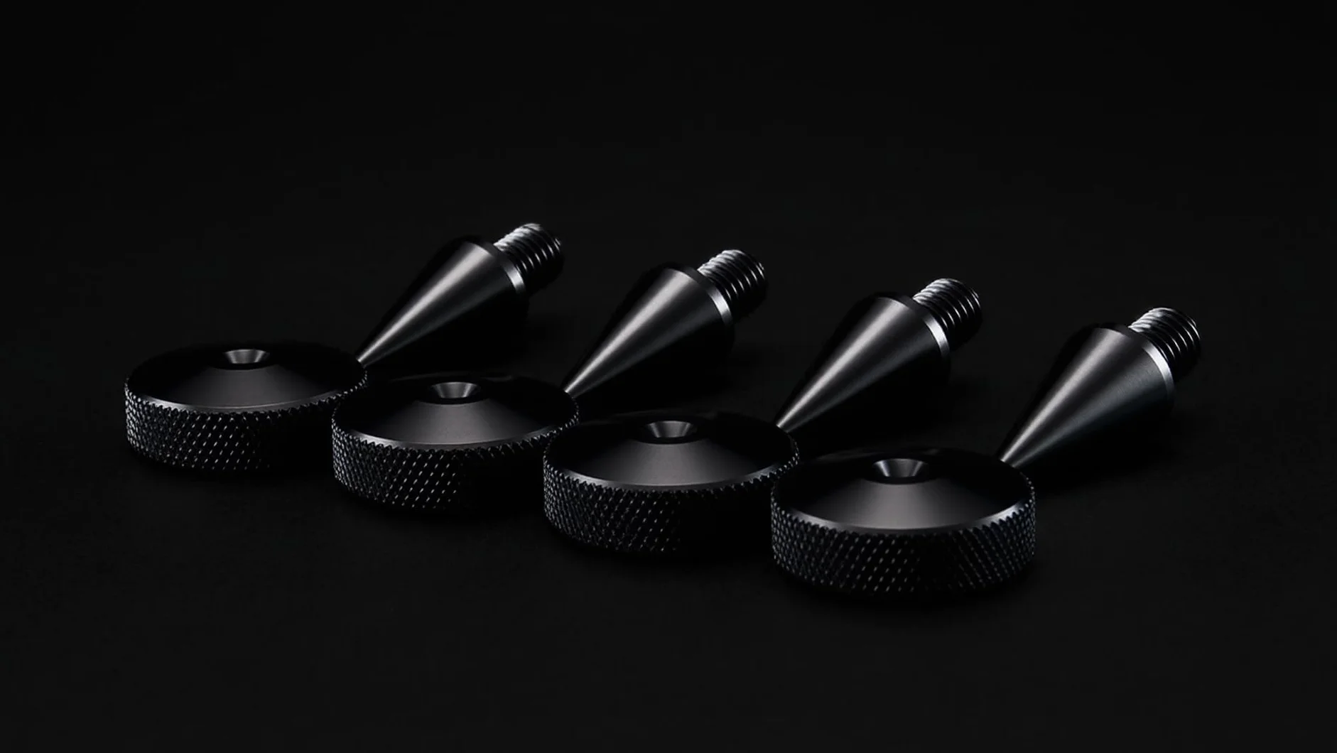 PrecisionGeek Aluminio Anodizado Negro Puntas de Desacople para Altavoces Conjunto de Cuatro