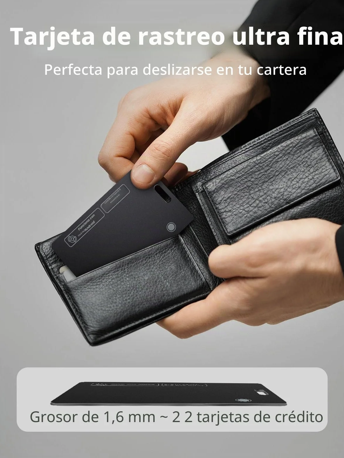 Tarjeta Rastreador para Apple y Android, Recargable Tarjeta de Localizador de Billetera Trabajar con Apple Find My y Google Find Hub, para rastrear Carteras, Equipaje (for iOS & Android, 1 Pack)