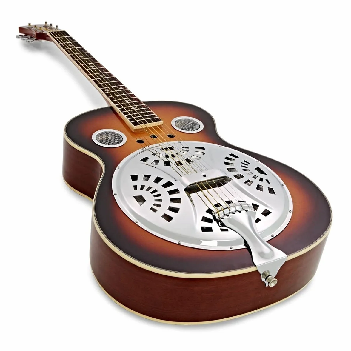 Guitarra Resonadora de Cuello Redondo, Sunburst Cuerpo de madera de Gear4music