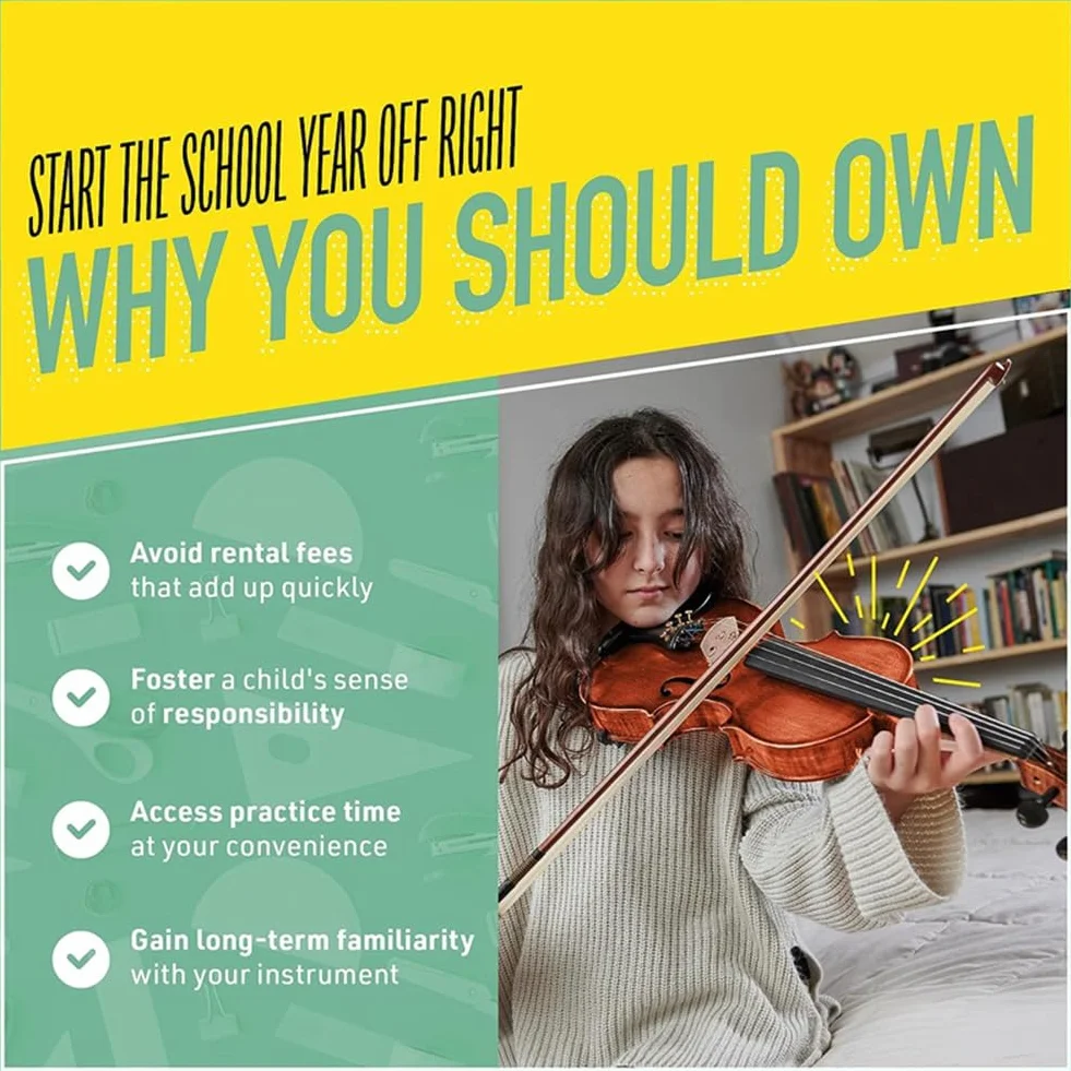Violín 3/4, instrumentos musicales para adultos y niños, violín con estuche duro, lazo, ideal para principiantes