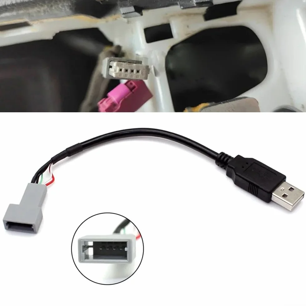 Cable adaptador USB para for kia para for hyundai para for android Multimedia de 4 pines hembra a macho Material ABS negro se adapta a radio de coche USB2.0 20CM conexión segura (USB)