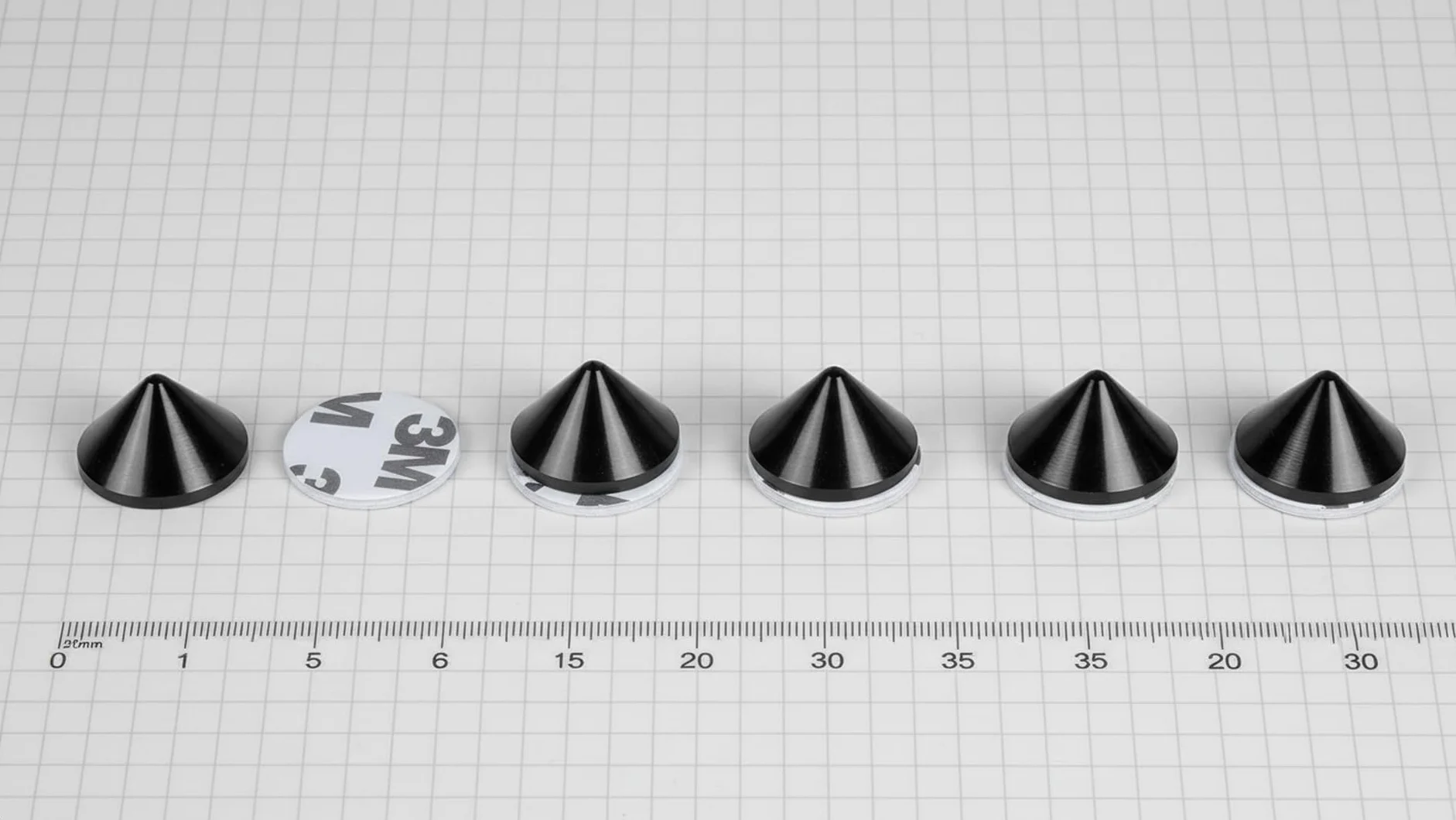 PrecisionGeek Aluminio Negro puntas de desacople para altavoces + 3M adhesiva almohadilla de espuma
