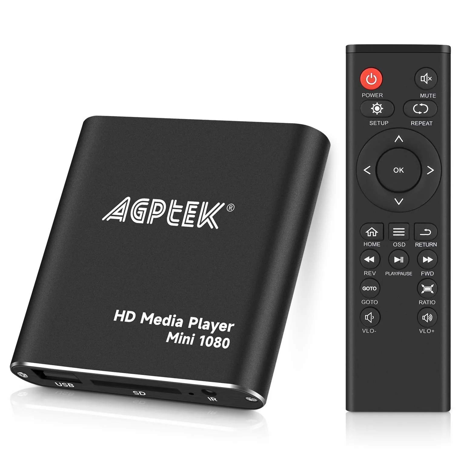 AGPTEK Reproductor Multimedia 1080p HD Mini Media Player HDMI Control Remoto MKV RM USB HDD SD Negro