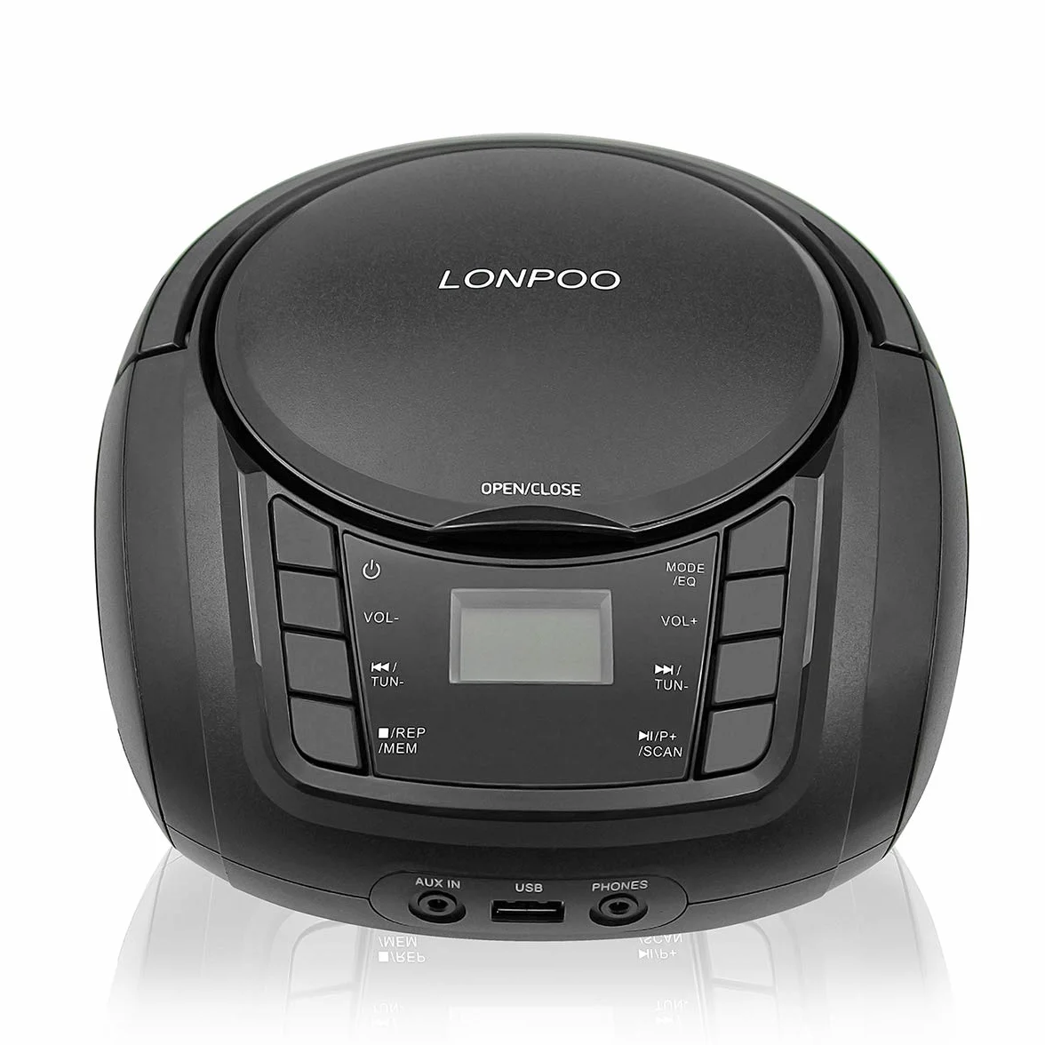 LONPOO Reproductor de CD Portátil Bluetooth con Altavoz HiFi, Radio FM, USB, AUX