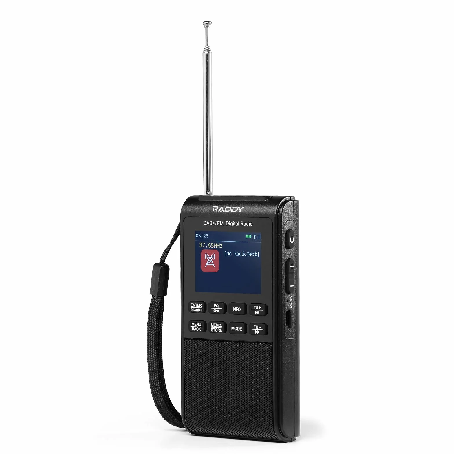 Raddy RD939 Radio portátil DAB FM de bolsillo con BT 5.3, altavoz 5W, pantalla 2", USB-C, batería 1200 mAh