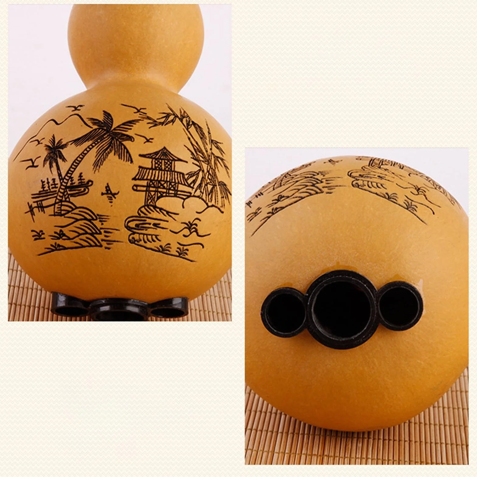 Instrumento Étnico Hulusi, Flauta De Calabaza Natural Para Estudiantes Y Principiantes, Hulusi Desmontable De Doble Afinación Hulusi Profesional (Color : G and F key)