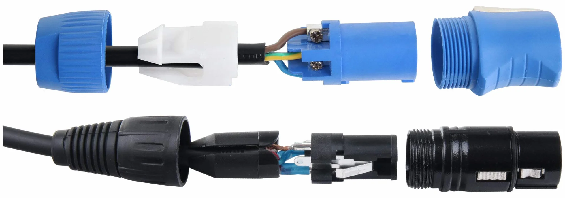 Pronomic Stage PPD-5 Cable Híbrido Powerplug/DMX Set de 10 - Cable combinado para alimentación y señal DMX - Sin enredos al conectar efectos de luz - Longitud: 5 m - Negro