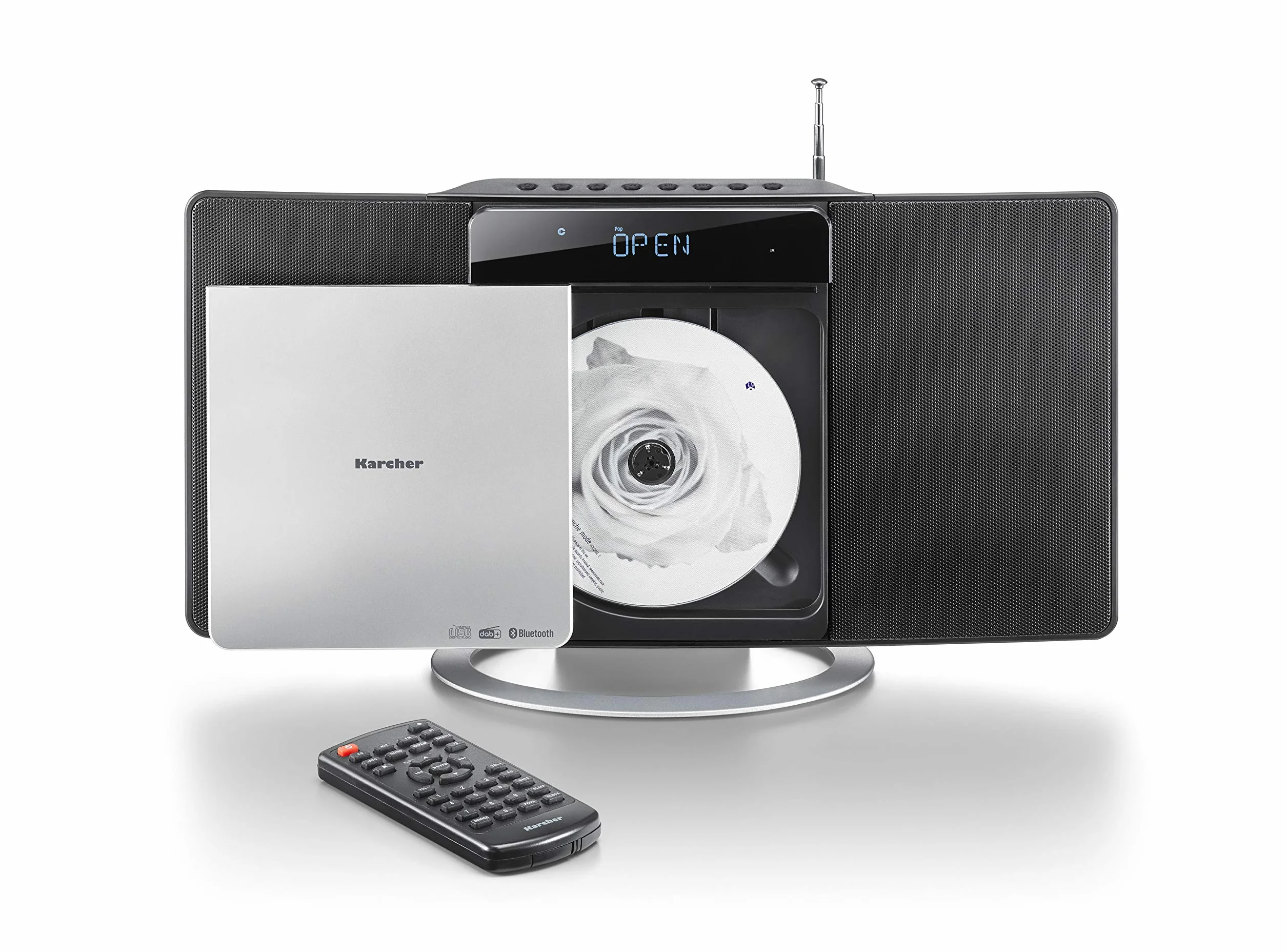 Karcher MC 6580D Equipo Compacto Reproductor CD Estéreo Vertical Bluetooth Despertador Radio FM DAB+ USB MP3 Negro