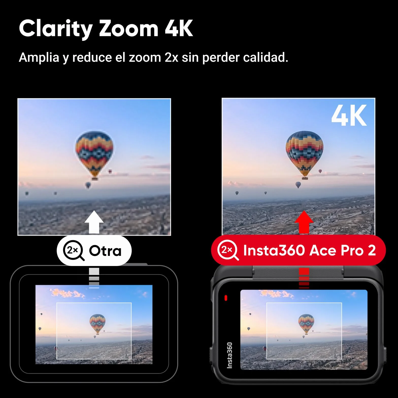Insta360 Ace Pro 2 Paquete de batería Dual estándar Cámara de acción Impermeable 8K co-diseñada con Leica Sensor 1/1.3" Chip AI Dual Poca luz Pantalla abatible