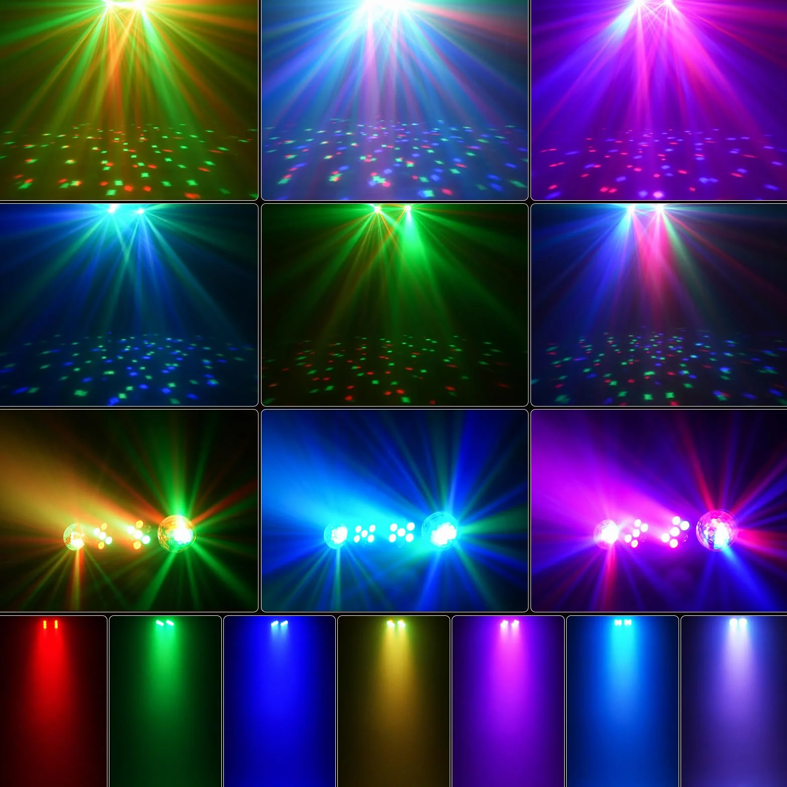 Luz de discoteca 4 en 1 con soporte, bolas de discoteca, luces PAR y mando a distancia,Sistema de iluminación de escenario con sonido activado, para bar, mudanza, boda, Halloween, Navidad