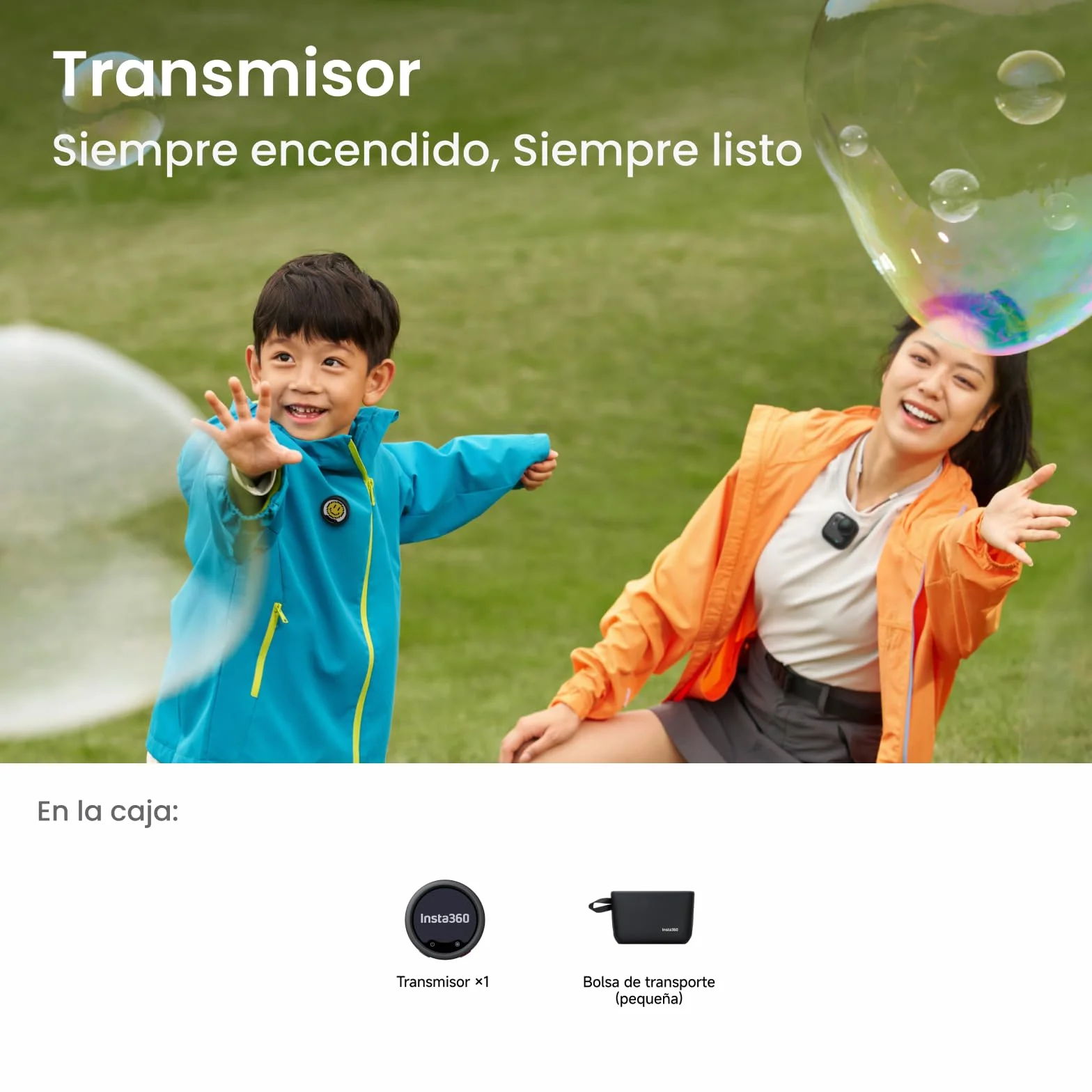 Insta360 TX Mic Pro, Mini Mic. de Solapa inalámbrico para iPhone/cámara/Android, grabación de vídeo, Bluetooth, Pantalla E-Ink Personalizable, Matriz de 3 mics., grabación Interna Flotante 32bits