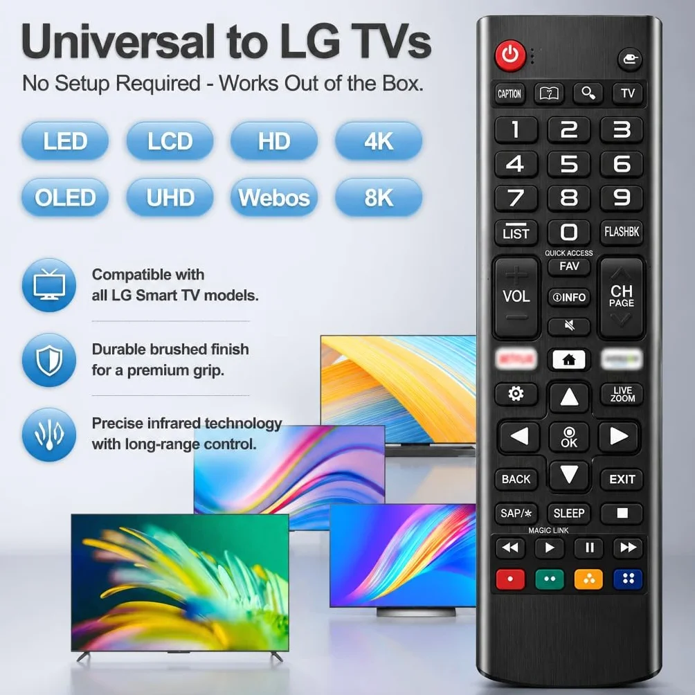 Mando Universal LG Smart TV 3D 4K LC LED QLED, Control Remoto para Netflix, Amazon