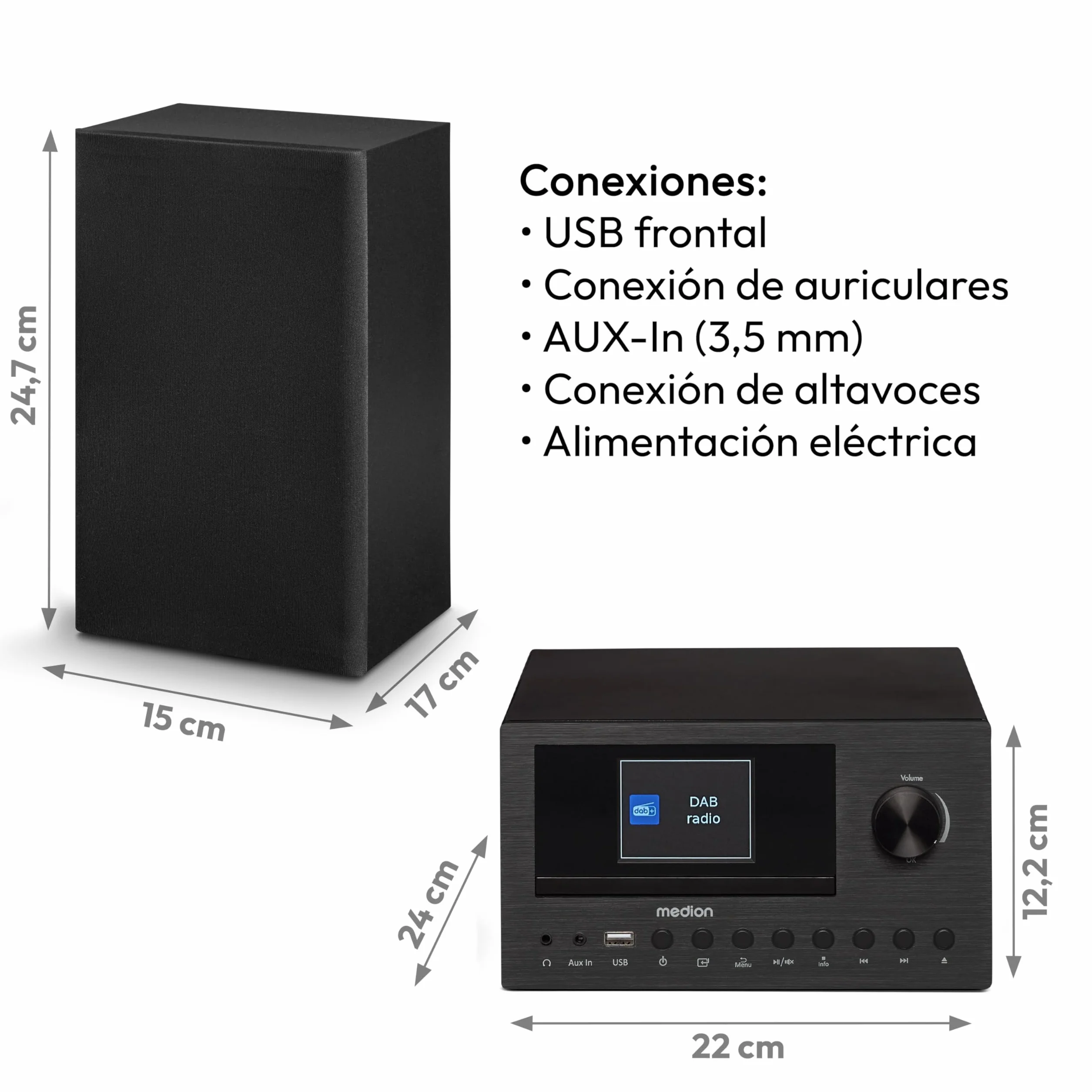 MEDION P85003 Micro Audio System Compacto con Radio por Internet, Dab+, Bluetooth, 2x150 W
