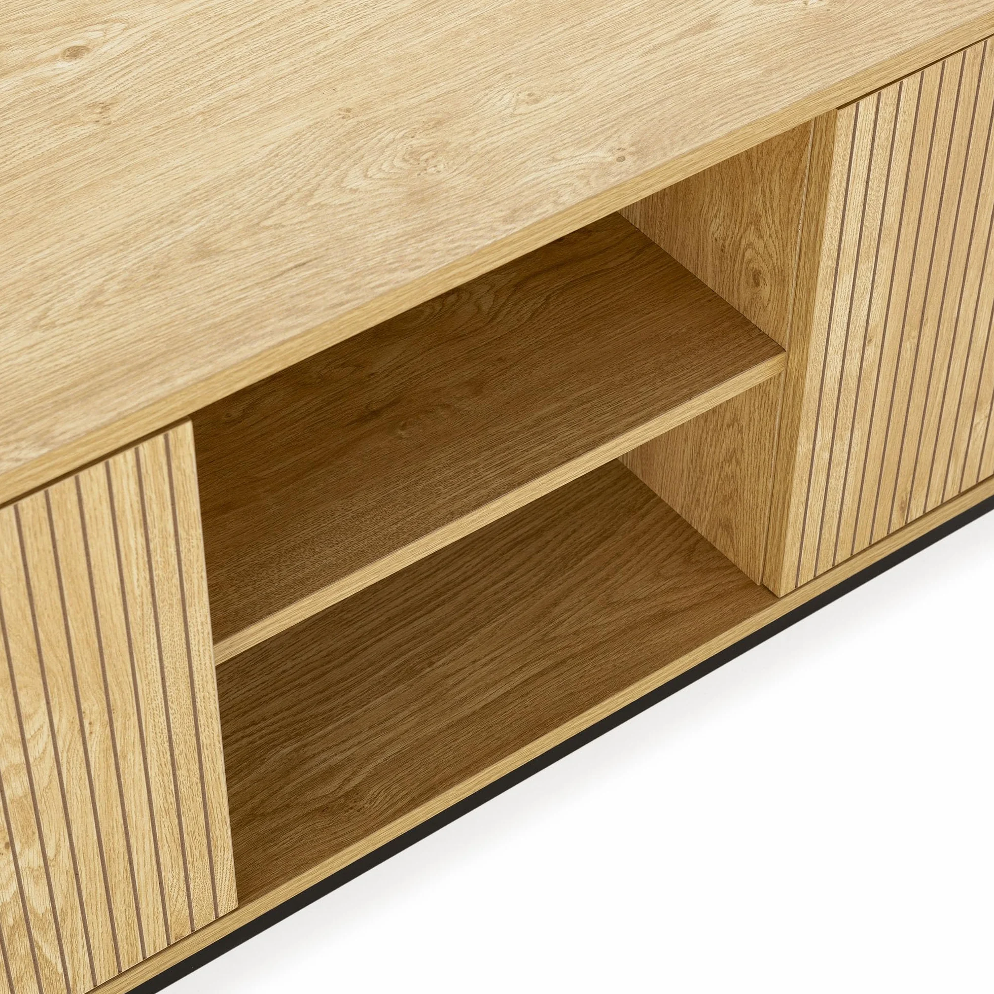 HOMN LIVING Mueble TV Mónica 3 Puertas Color Madera, 160 cm (Ancho) 40 cm (Profundo) 55 cm (Altura)
