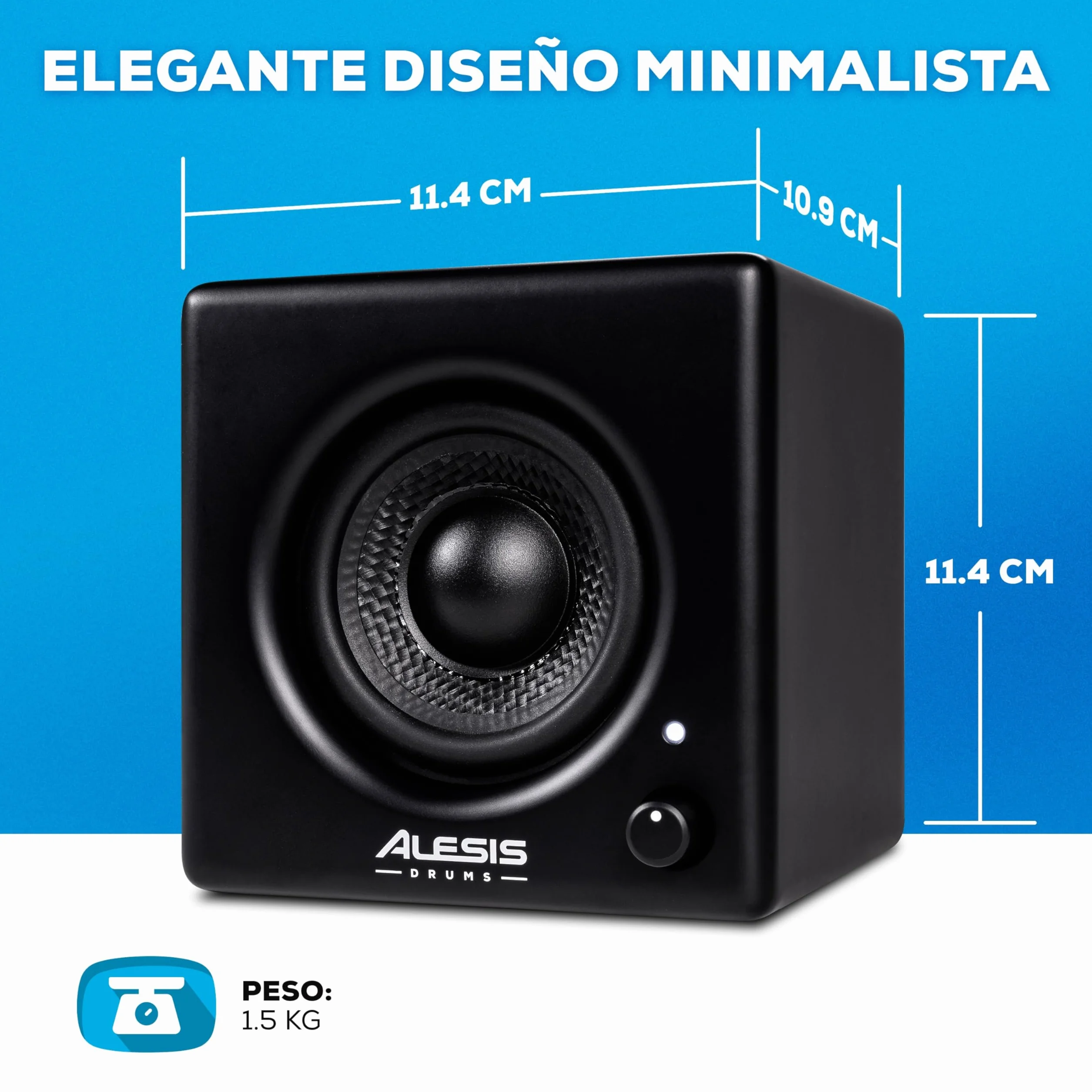 Alesis Nitro Amp - Altavoz Monitor de Batería Electronica Compacto de 3" y 70W para Prácticas y Lecciones, montable en Rack con Las Abrazaderas Incluidas