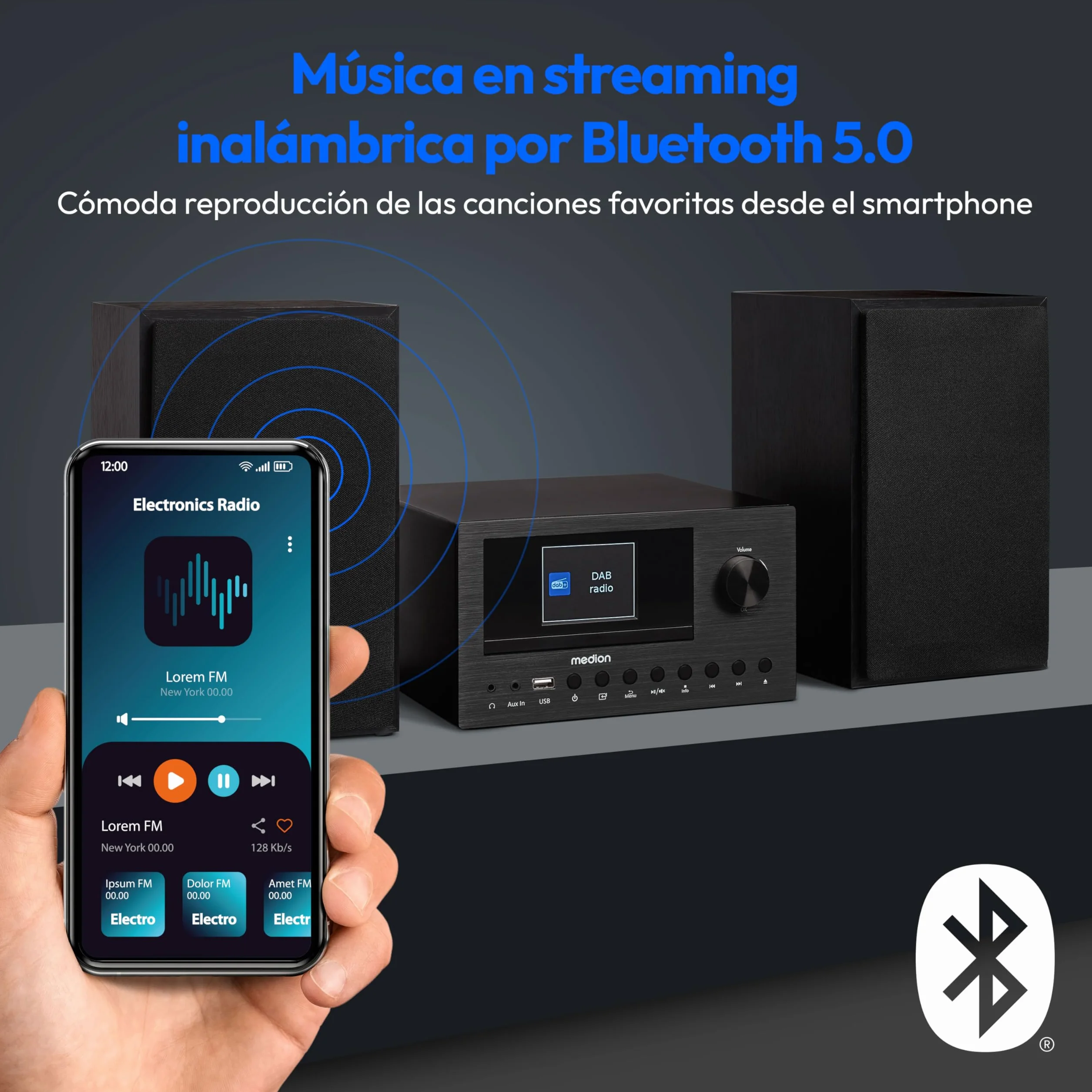 MEDION P85003 Micro Audio System Compacto con Radio por Internet, Dab+, Bluetooth, 2x150 W