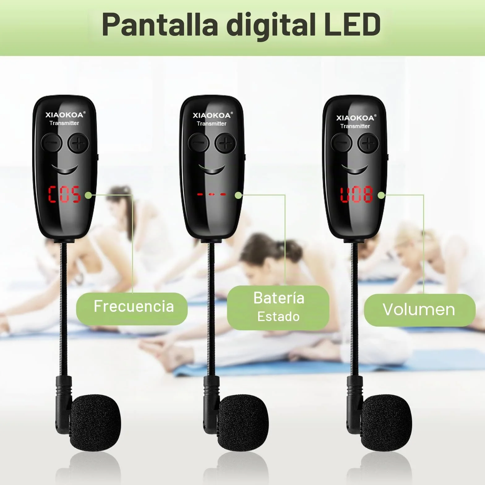 Micrófono Inalámbrico,Micrófono de Diadema Inalámbrico, UHF Wireless Microphone con Pantalla Digital LED,para Amplificador/Altavoz/Sistema PA
